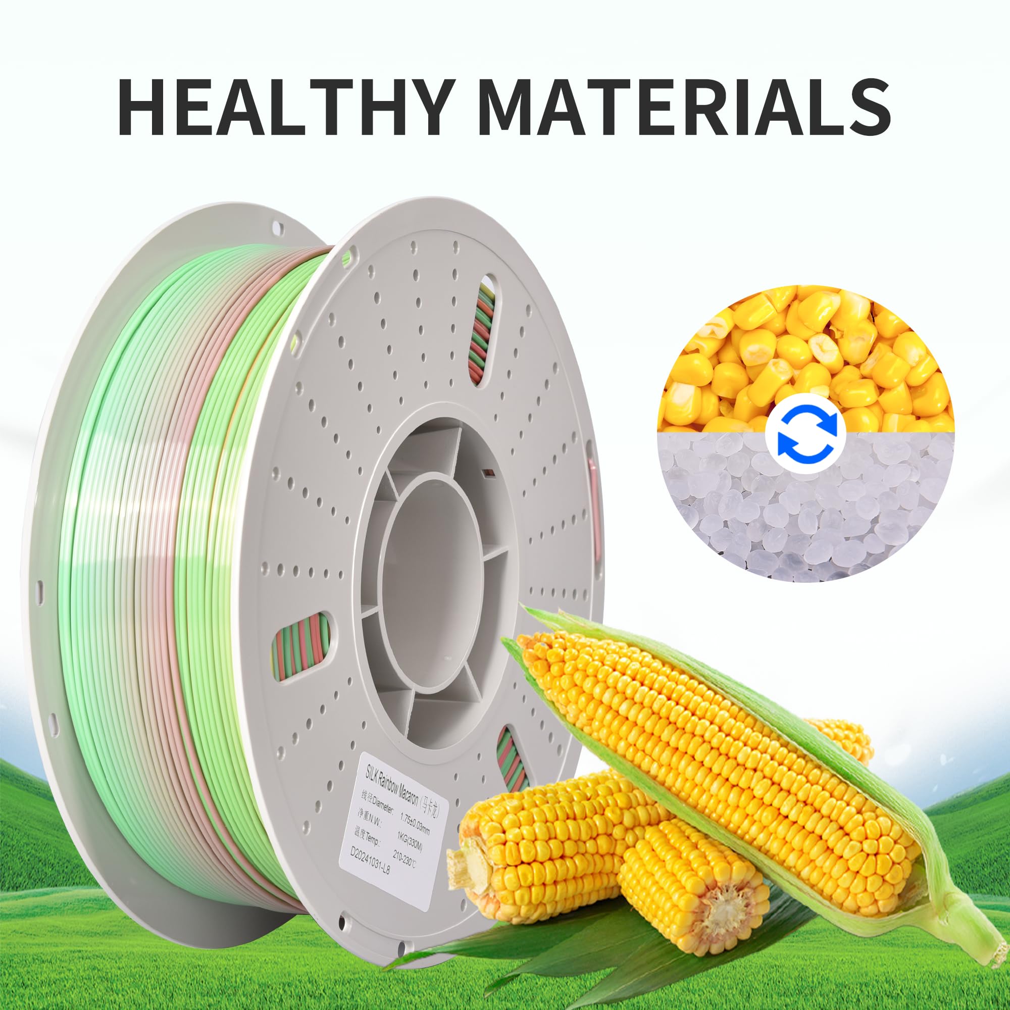 Pinball Silk Rainbow Pla Filament 1.75Mm, 3D Printer Multicolor Filament, Color Changing Filament 1Kg (2.2Lbs) 1 Spool, Dimensio