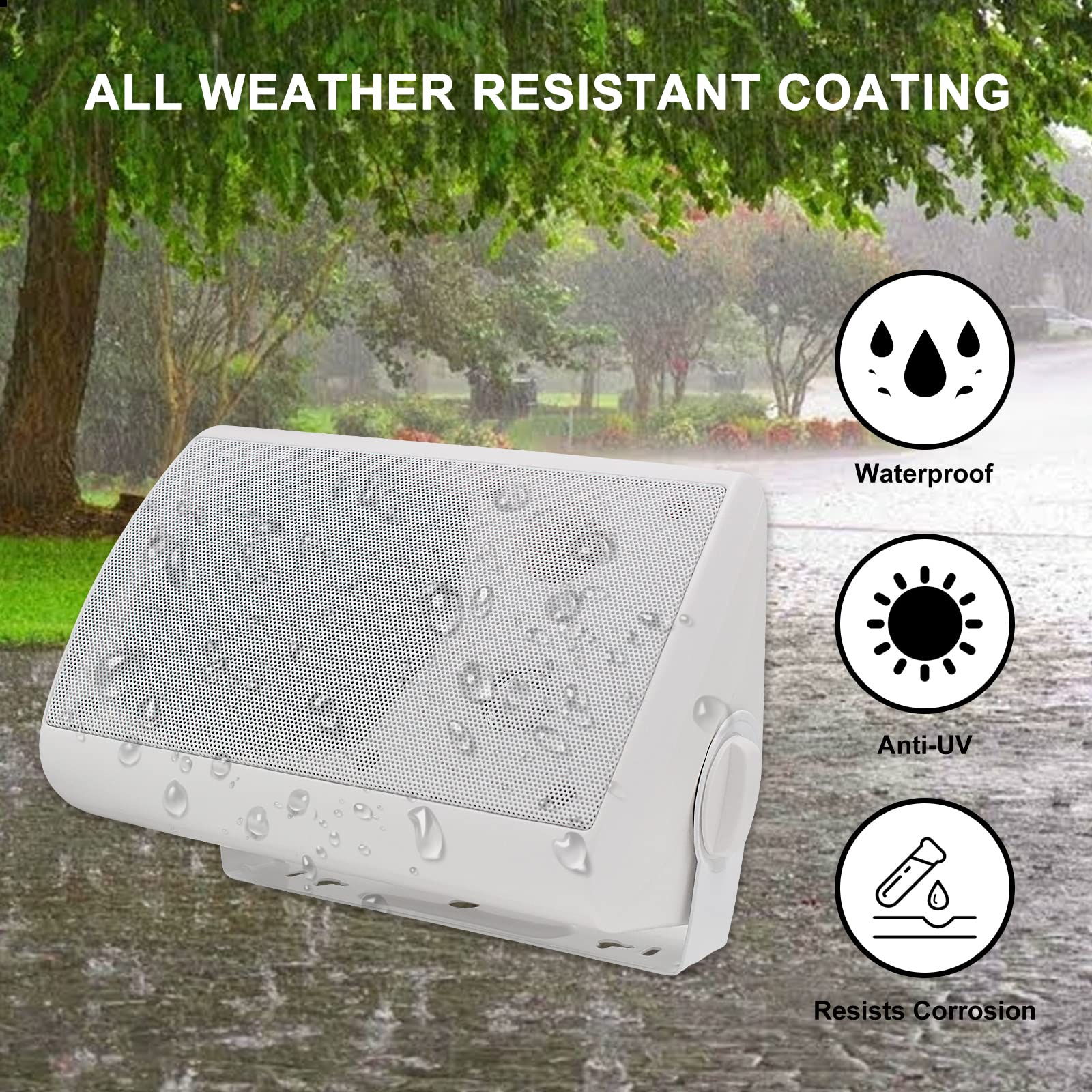 Herdio 5.25 Inches 600 Watts Passive Indoor Outdoor Speakers Wired Waterproof,Wall Mount Speakers With Loud Volume Suitable For