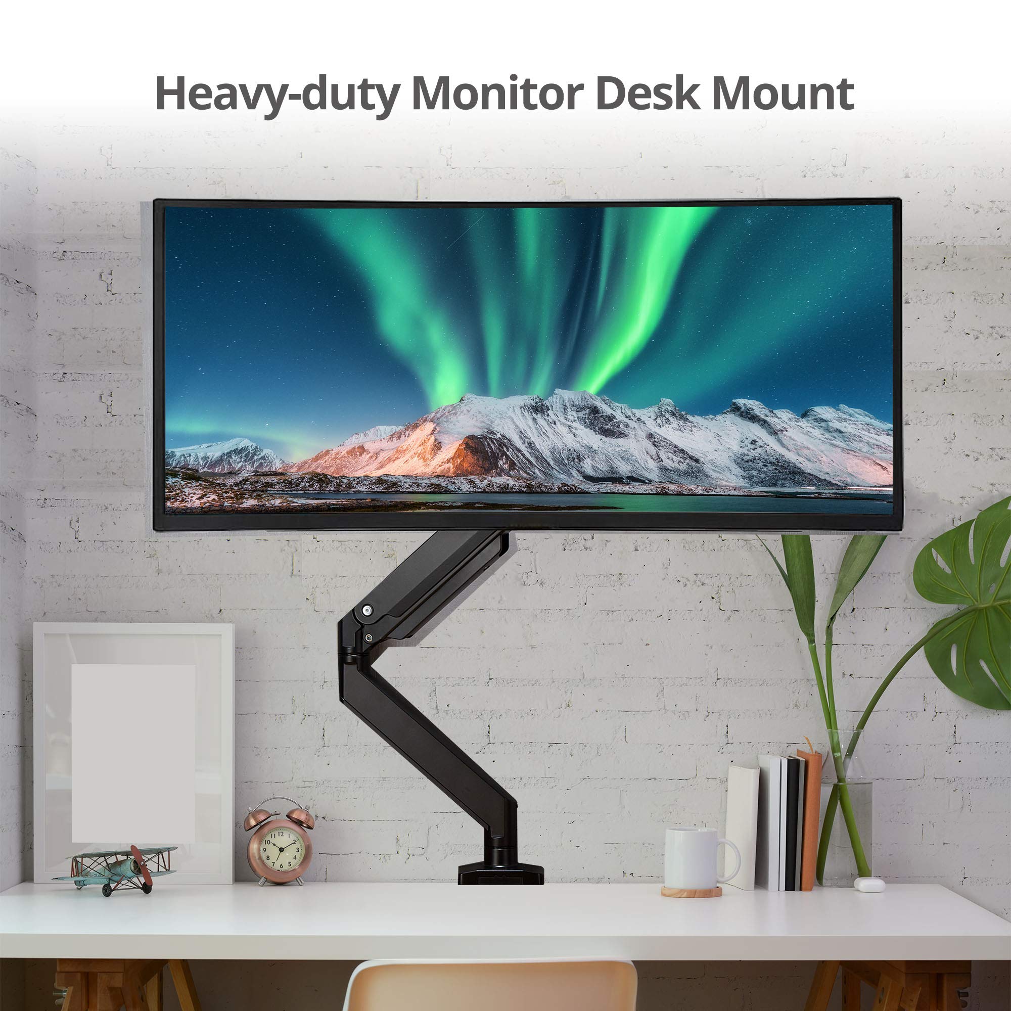 Siig Single Monitor Desk Mount, 17 To 43, Heavy-Duty Premium Gas Spring, Fits Flat/Curved/Ultrawide Monitor, Load 33 Lbs Max, Ve