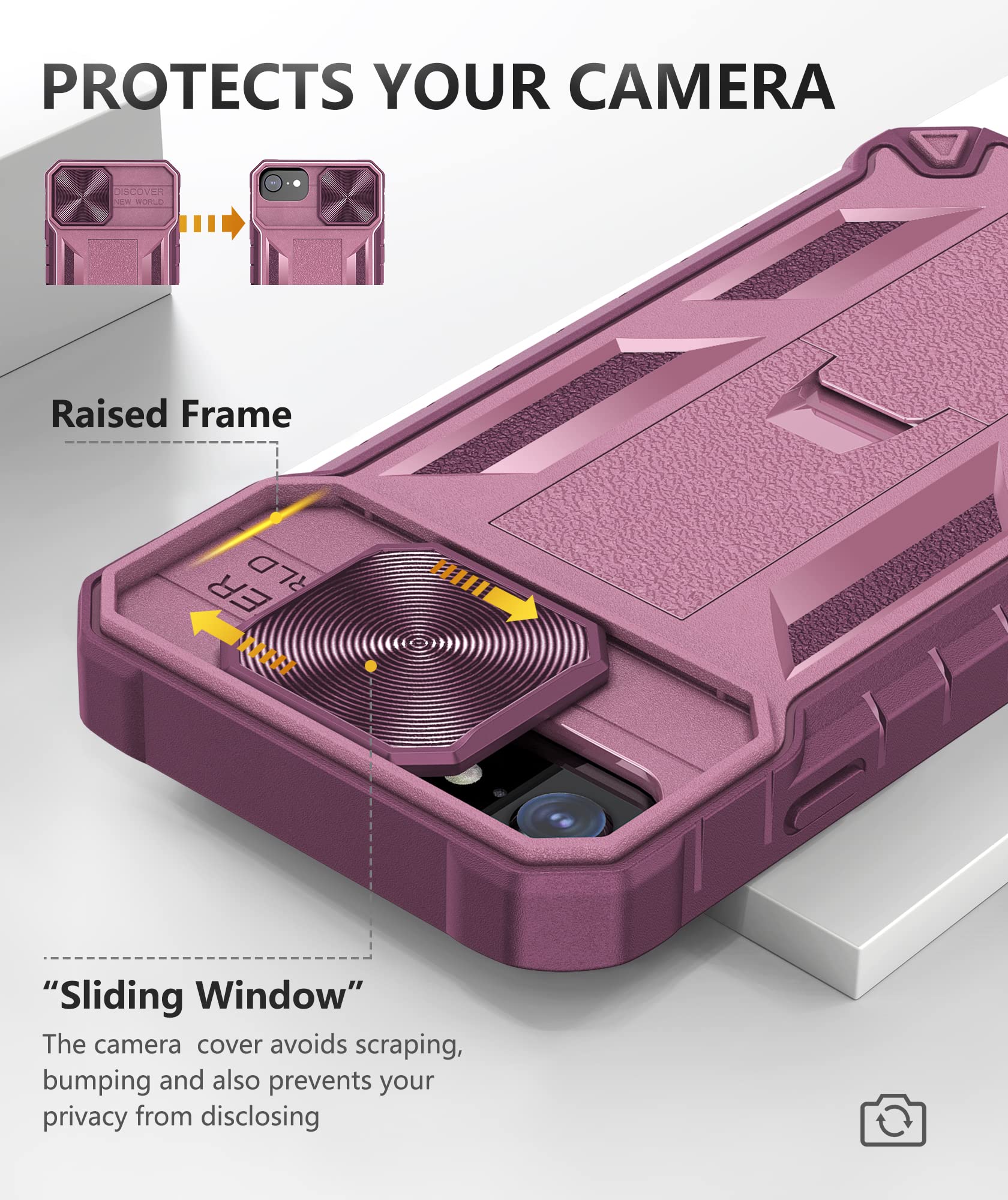 Soios For Iphone Se 2022 Phone Case: Iphone Se 2020 / 2Nd / 3Rd / 8/7 / 6S / 6 Case With Kickstand   Heavy Duty Military Grade D