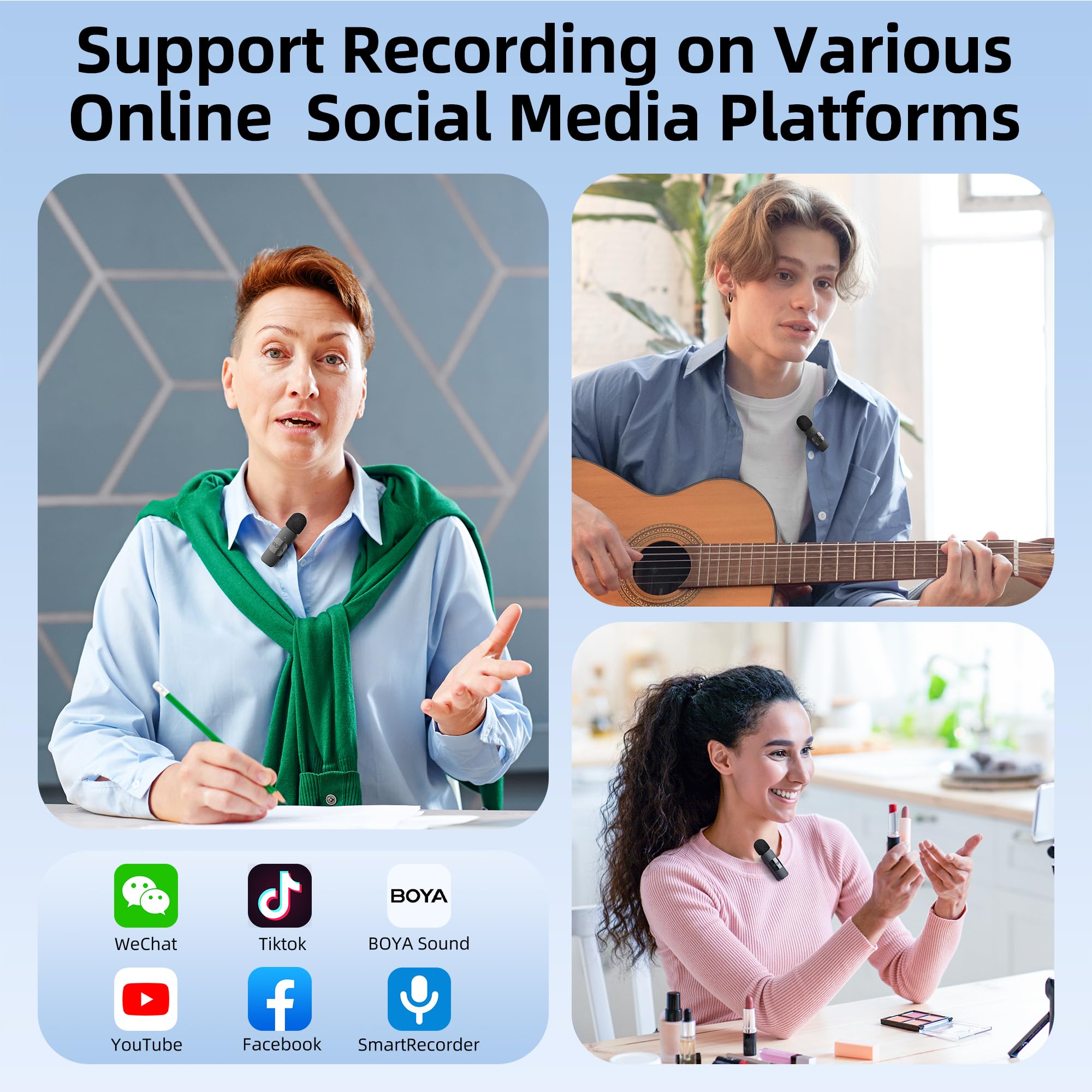 Boya Wireless Lavalier Microphone For Android Usb C Smartphone Tablet External Noise Canceling Mini Lapel Type C Microphone For