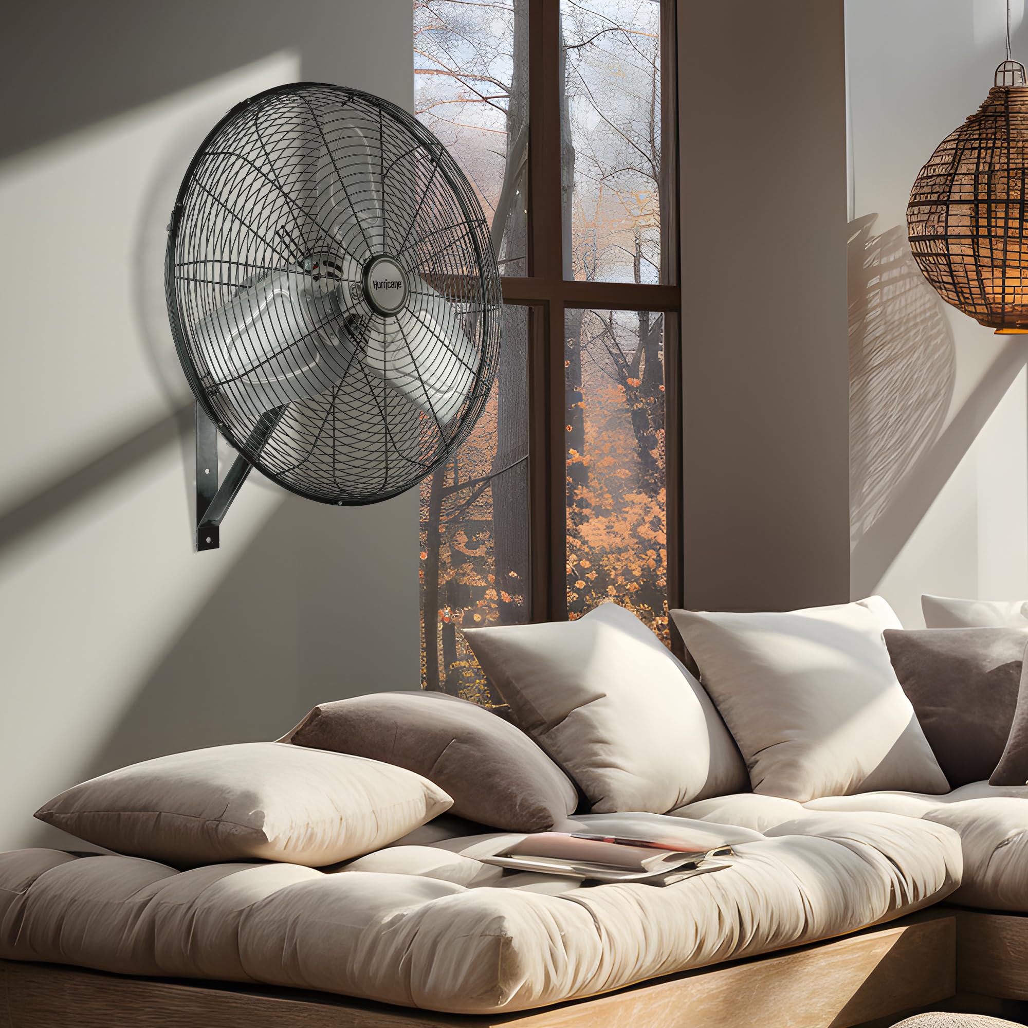 Hurricane Oscillating Wall Mount Fan, 3 Quiet Speeds, Pro Commercial Grade, 30''
