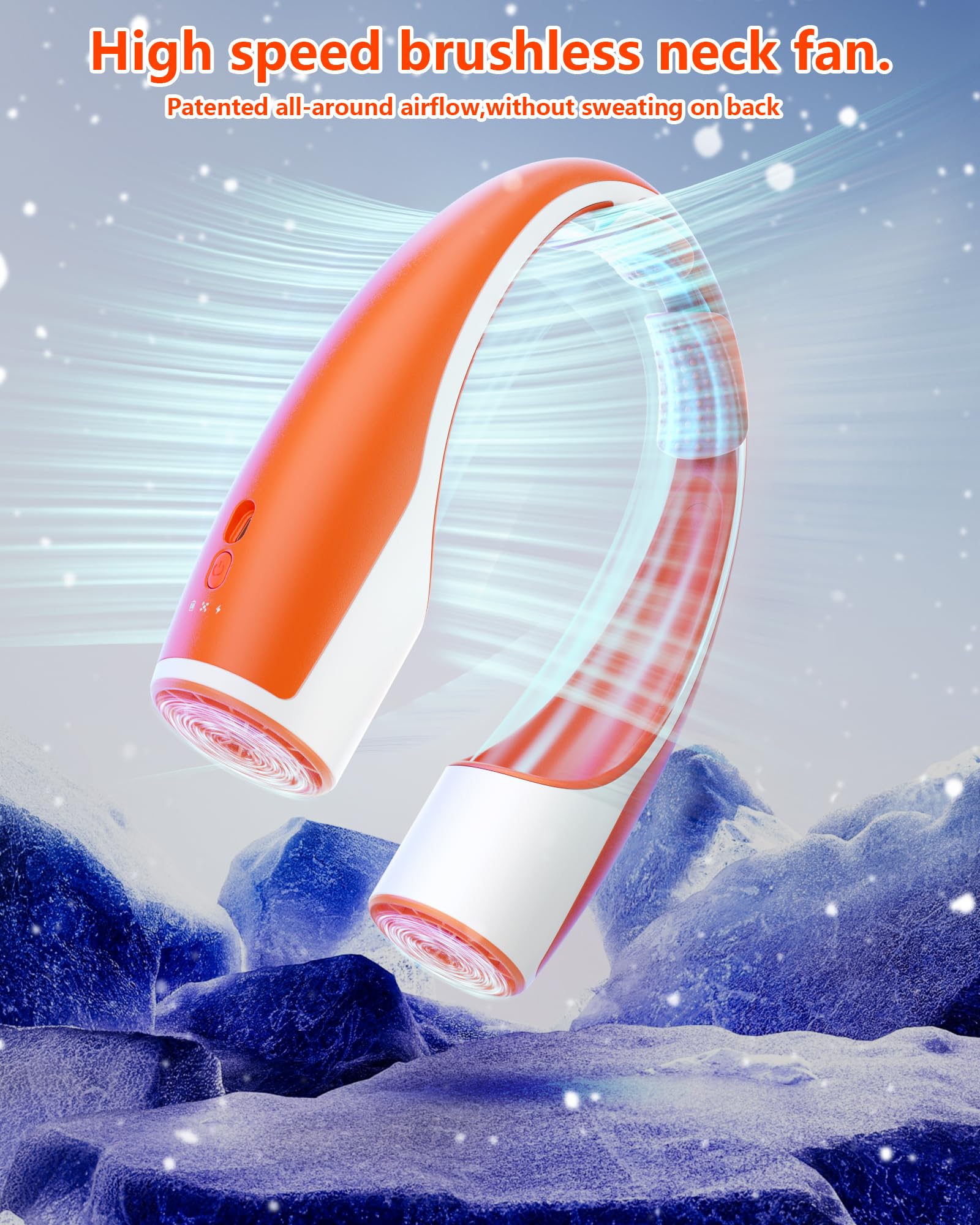 Rohent Neck Fan Portable For Outdoor: Powerful High Speed Personal Neck Fan 360 Cooling   4000Mah Battery Operated Rechargeable