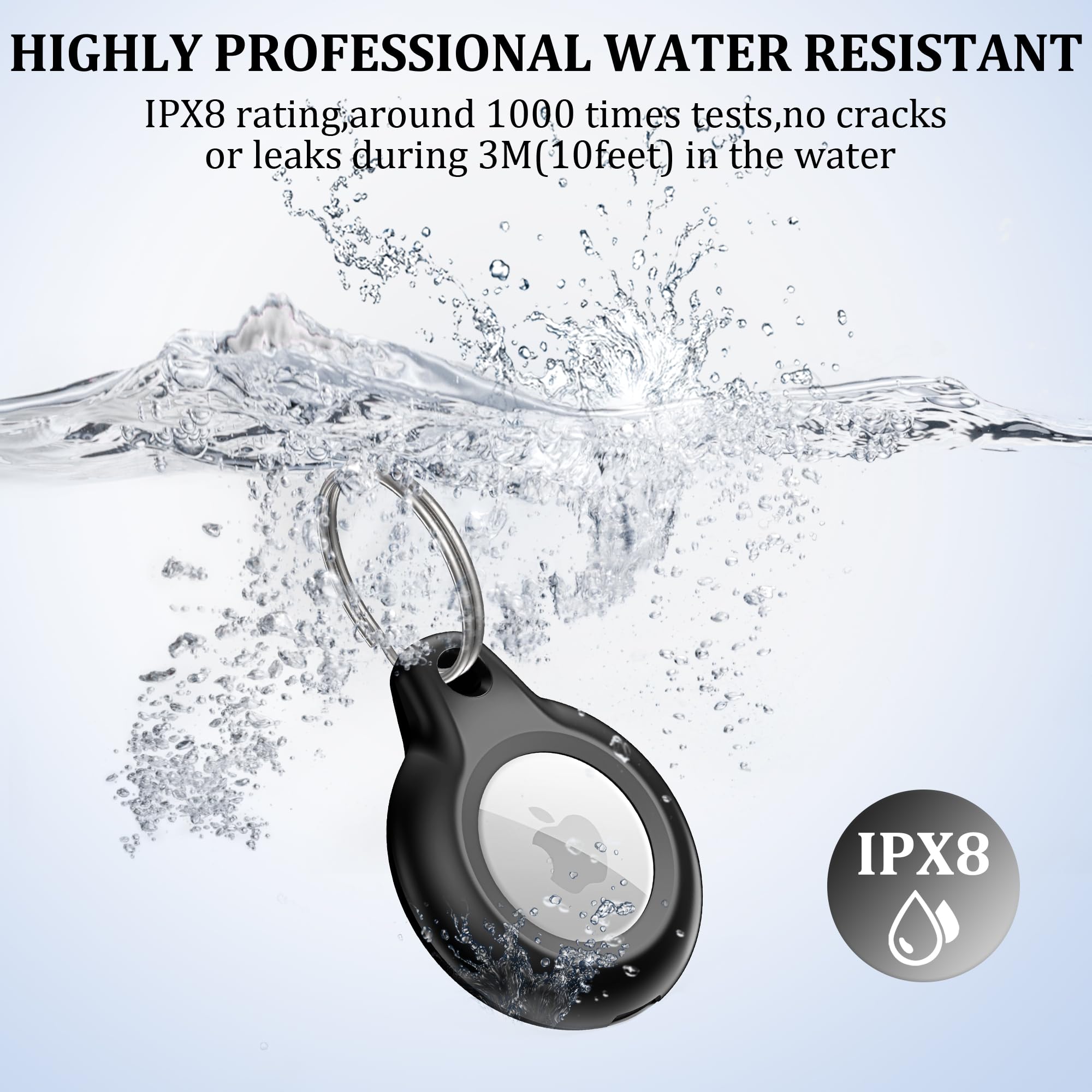 2 Pack Ipx8 Waterproof Airtag Keychain With Airtag Holder Case,Full Body Shockproof,Anti Scratch Cover Air Tag For Cat,Dog,Keys,