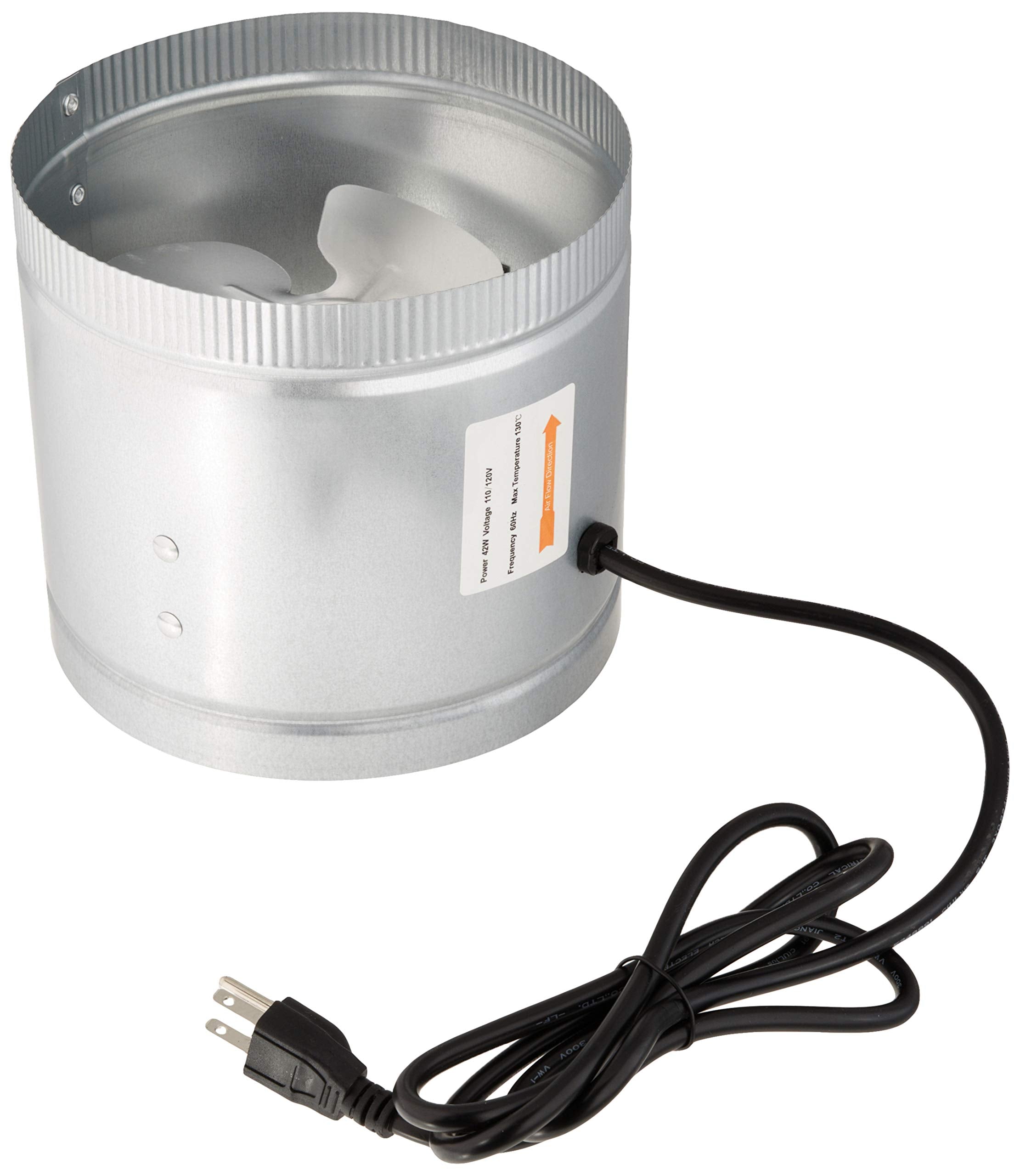 Ipower 8 Inch 420 Cfm Inline Duct Fan With Low Noise, Exhaust Booster For Hvac Ventilation In Grow Tent, Basements, Bathrooms An