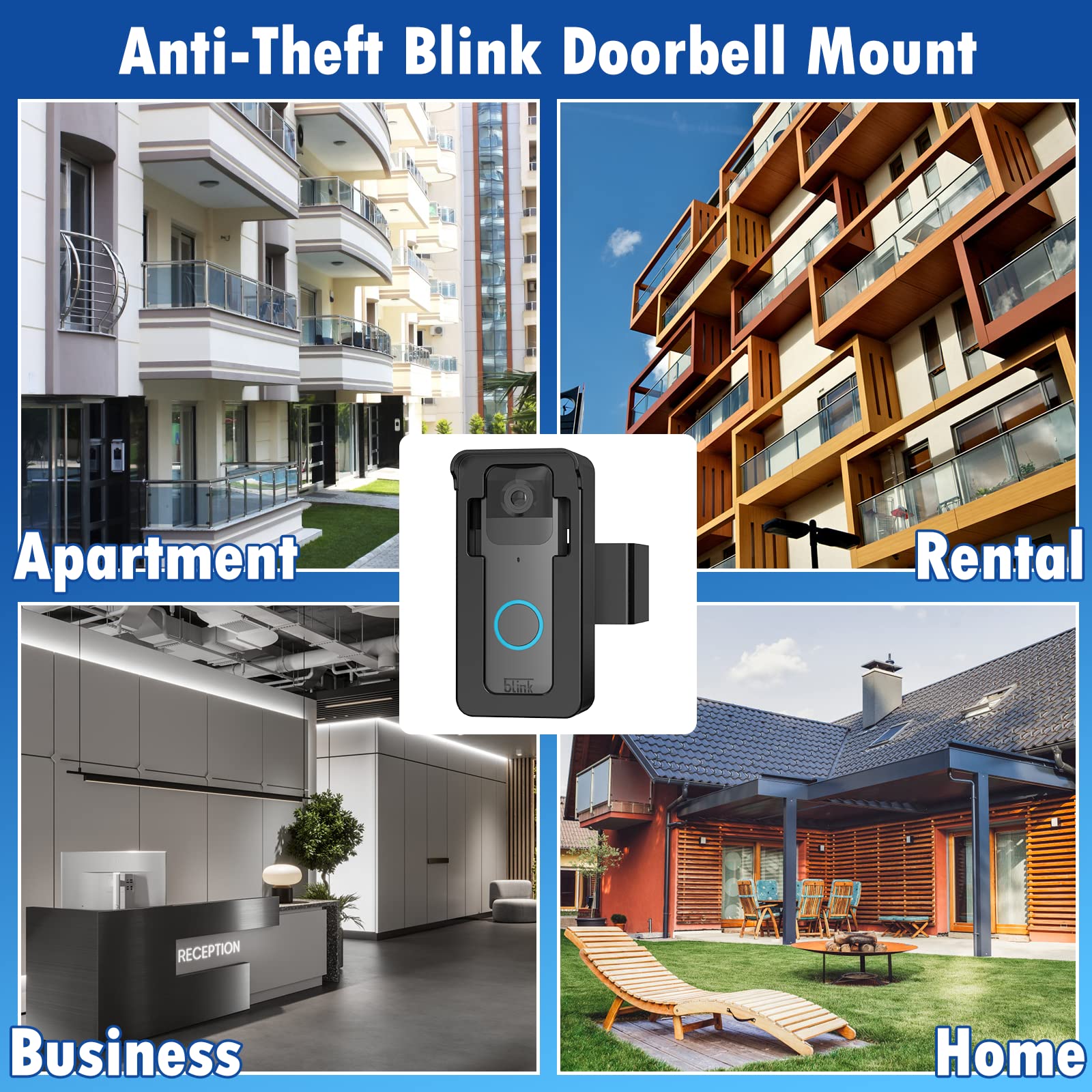 Mrount Anti Theft Blink Doorbell Camera Mount Compatible With Blink And Video Doorbell 4/3/3 Plus/2/1/(2020 Release), No Drill M