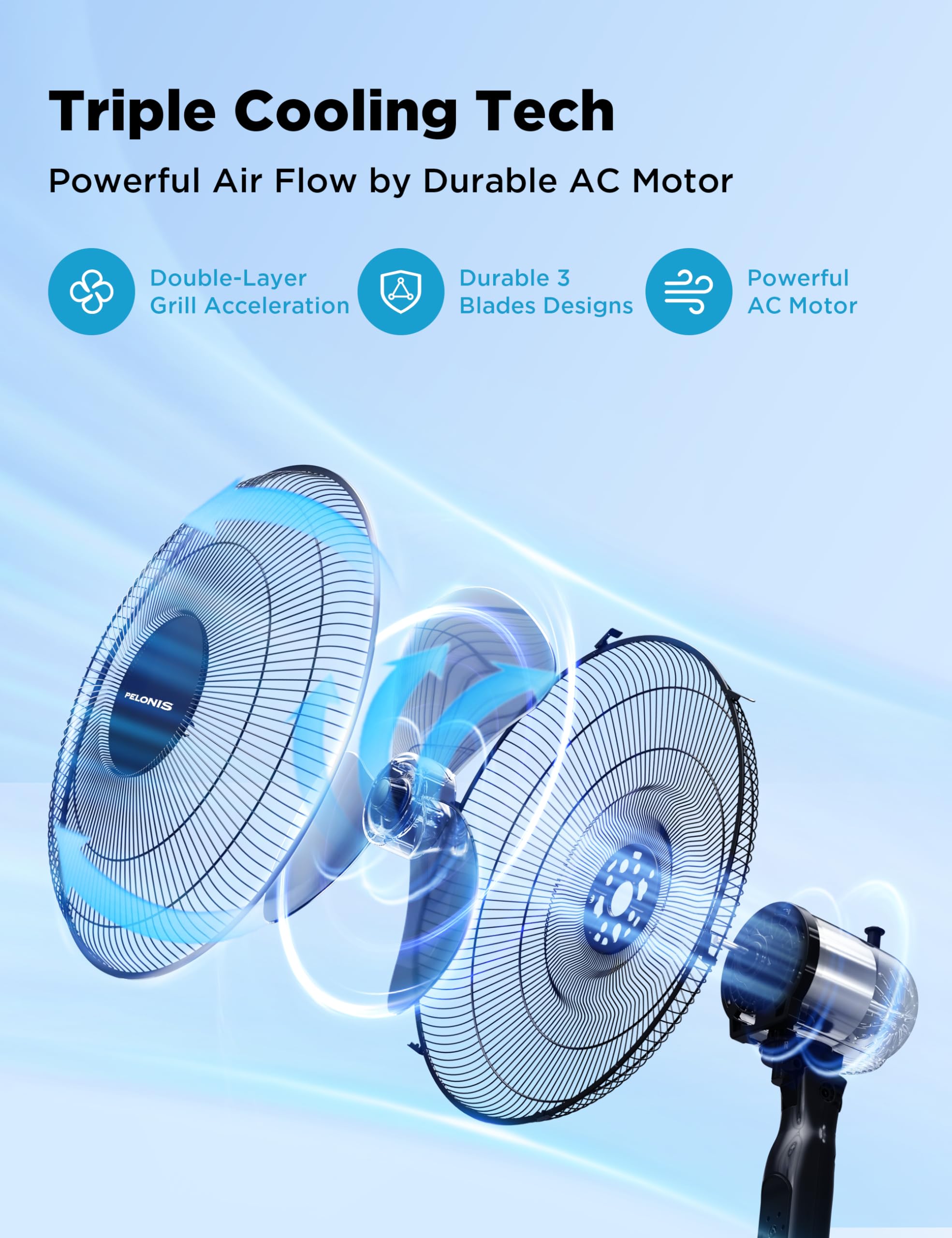 Pelonis 16 Oscillating Pedestal Standing Fan With Remote Control 2 Packs, 3 Speeds Settings 7H Timer Ultra Quiet Adjustable Heig