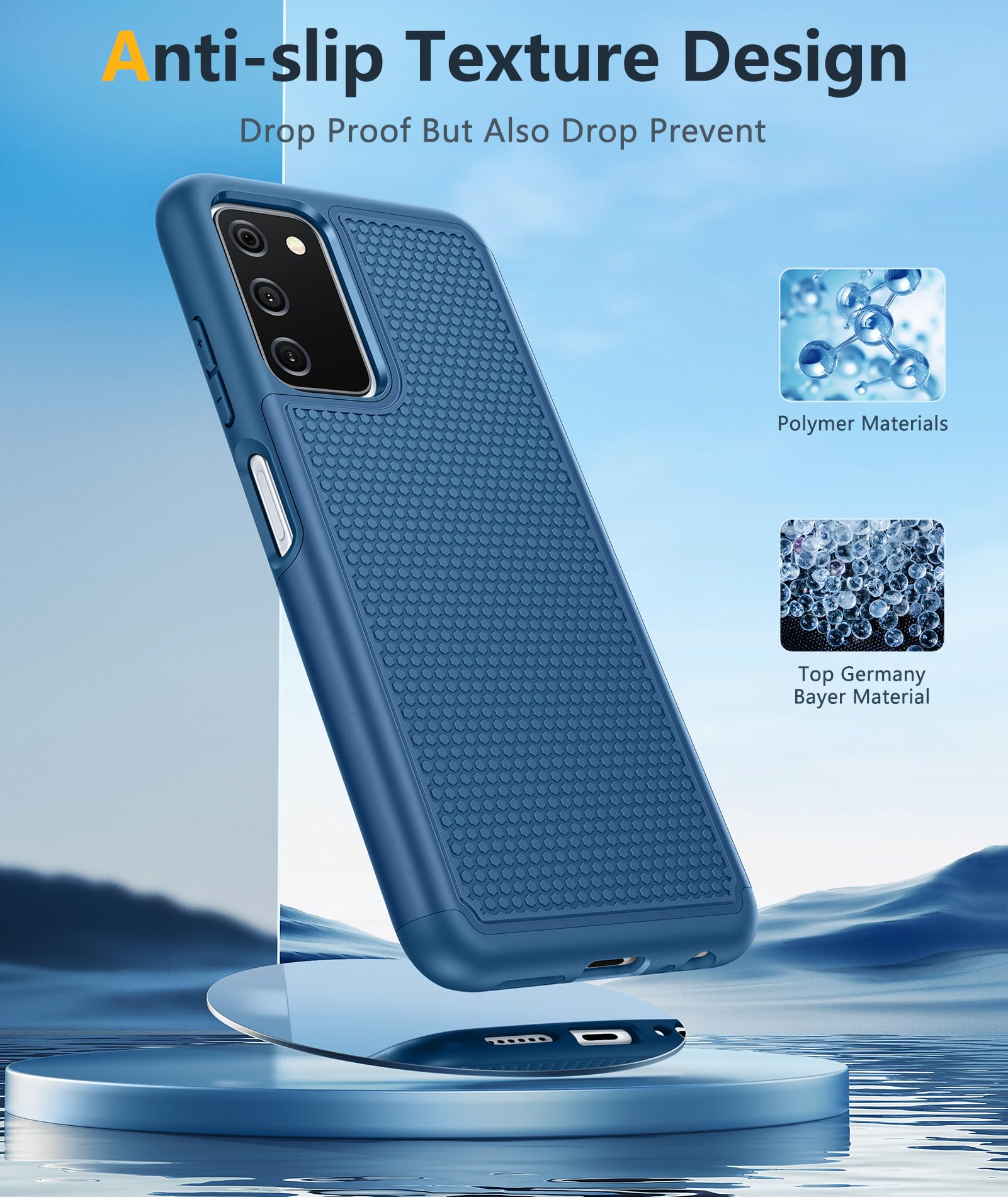 Bniut For Samsung Galaxy A03S Case: Dual Layer Shockproof Protective Heavy Duty Cell Phone Cover Rugged With Non Slip Textured B