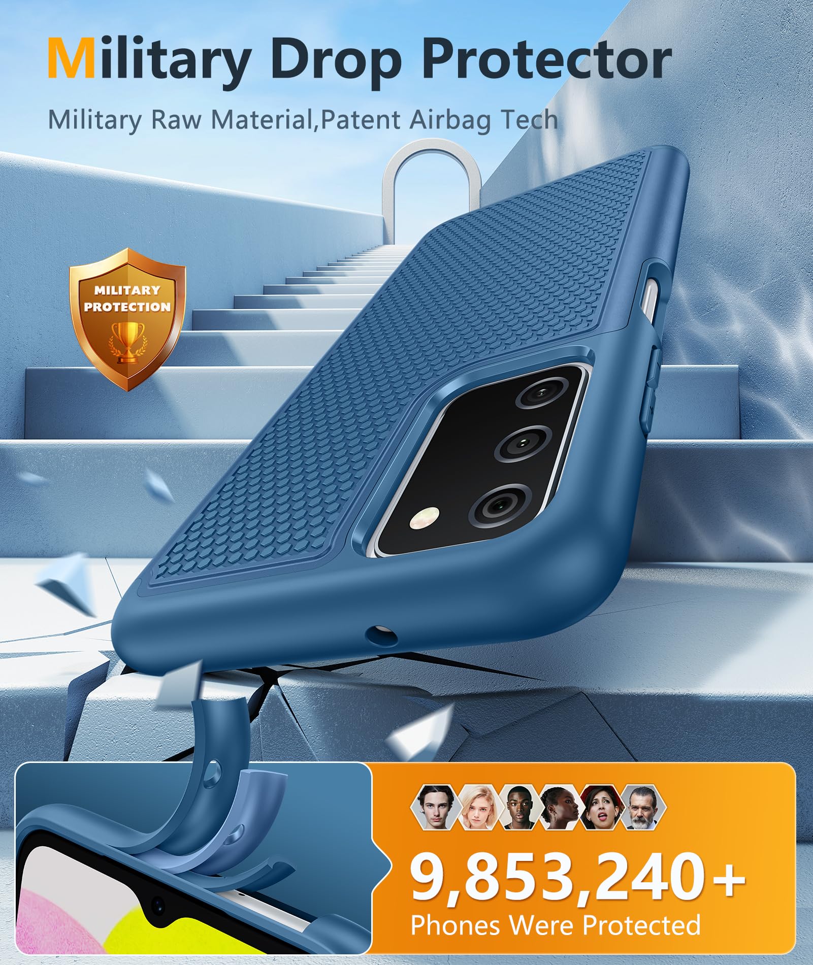 Bniut For Samsung Galaxy A03S Case: Dual Layer Shockproof Protective Heavy Duty Cell Phone Cover Rugged With Non Slip Textured B