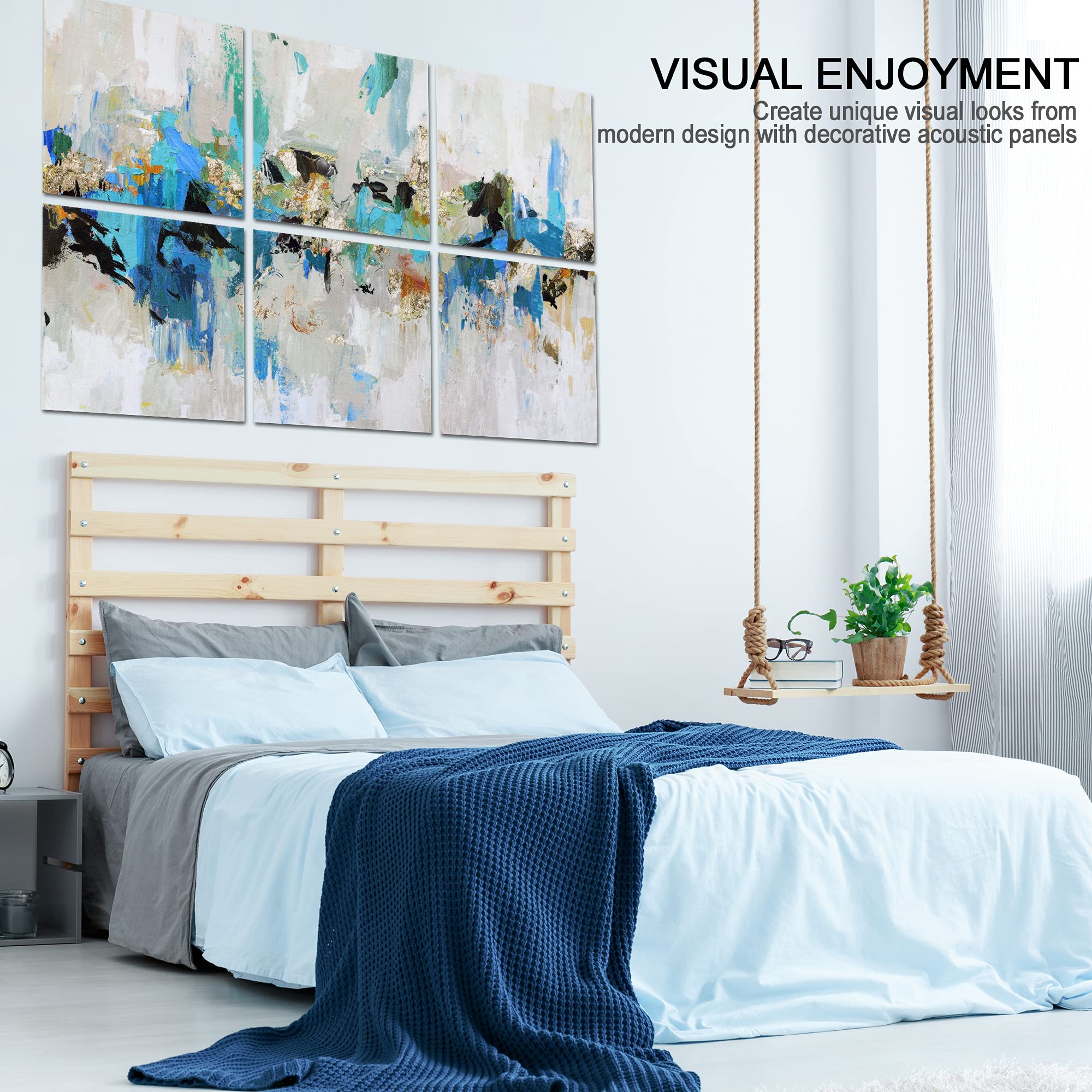 Olanglab Art Acoustic Panels,6 Pack 48X32 Acoustical Soundproof Wall Panels Sound Absorbing, Decorative Sound Proofing,Sound