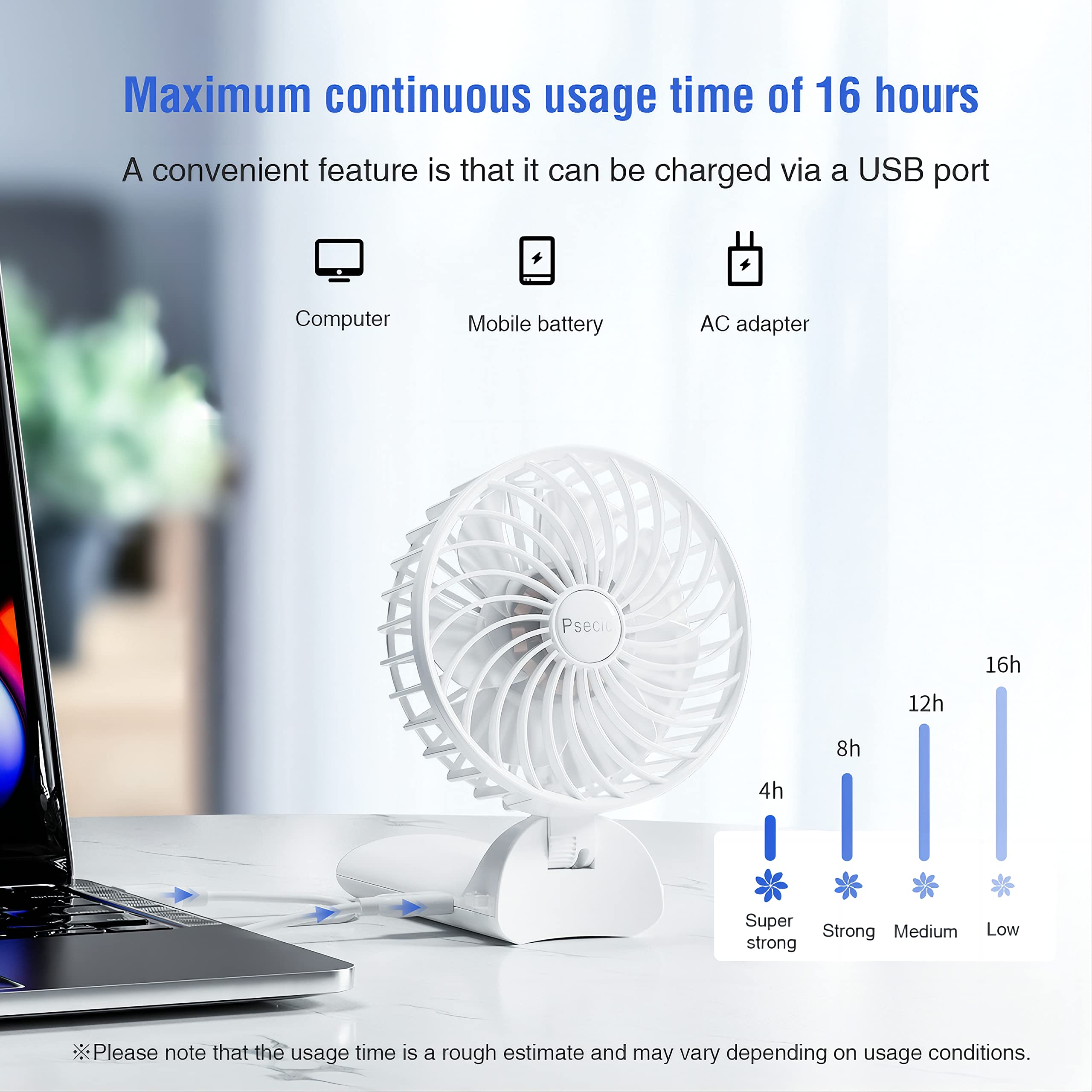 Psecici Handheld Fan, Mini Portable Fan With Lanyard,4 Speeds Level Personal Fan, 180 Degree Foldable Desk Fan For Travel Outdoo