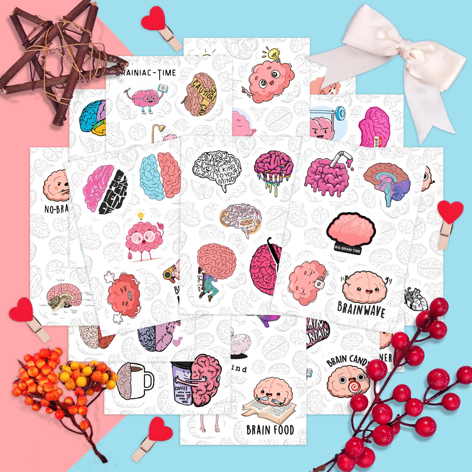 Brain Stickers For Water Bottle And Laptop   Brain Party Favors & Decorations, Waterproof Vinyl Decals, Science And Anatomy Stic