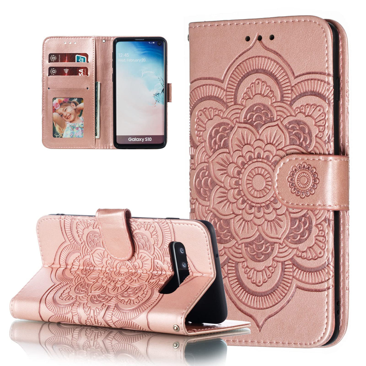 Eyzutak Mandala Case For Samsung Galaxy S10 Plus, Premium Leather Flip Wallet Card Slots Magnetic Stand Protective Cover Ultra S