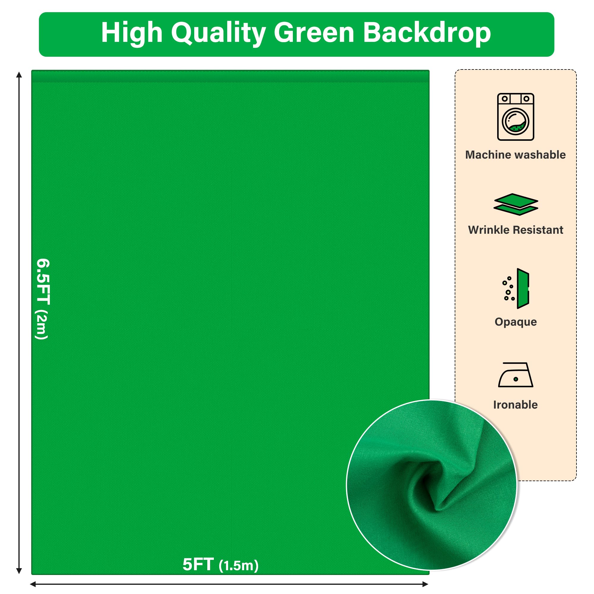 Green Screen Backdrop Kit 6.5X5Ft,Portable Greenscreen Background With Stand,Adjustable T Shape Photo Backdrop Stand For Photogr