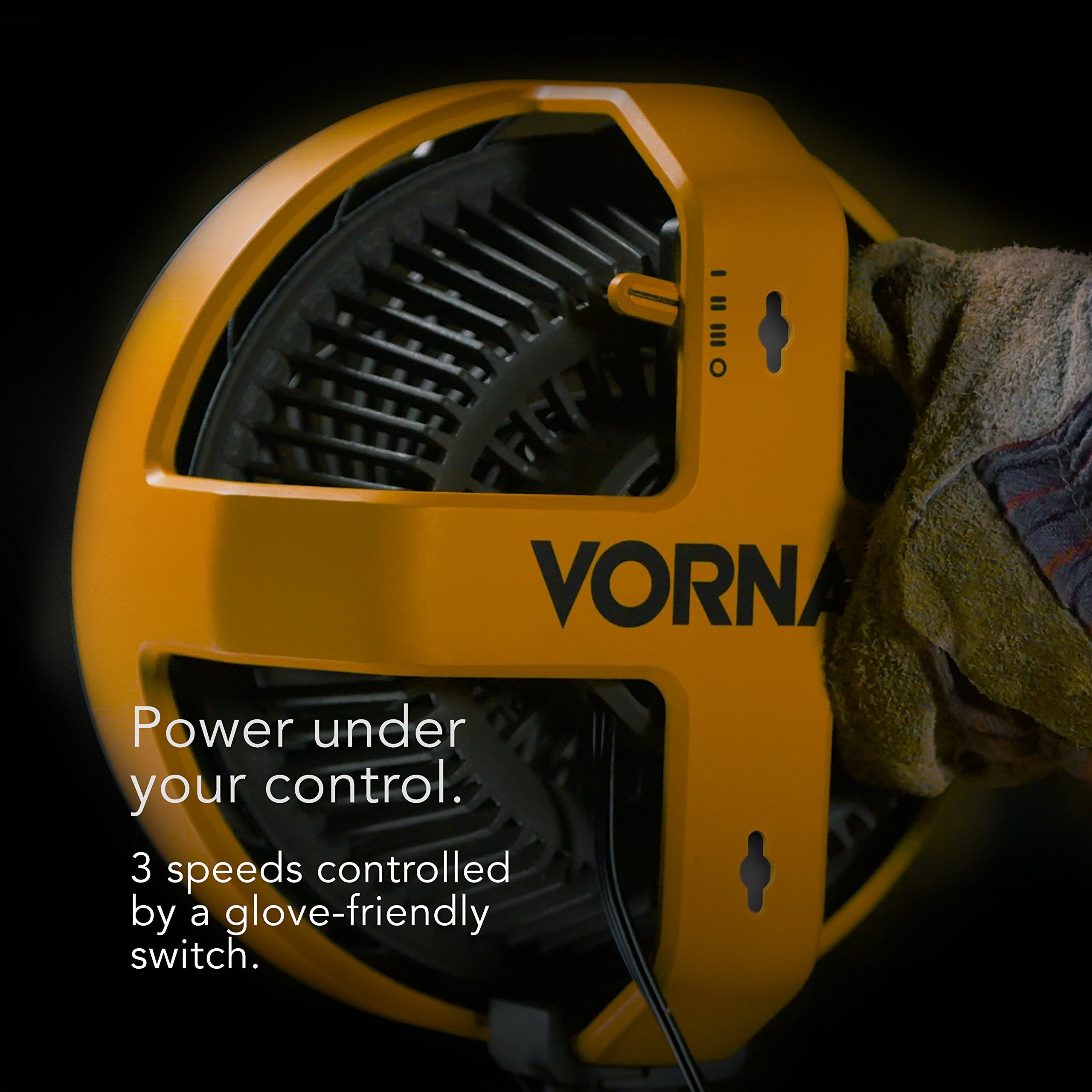 Vornado Exo5 Heavy Duty Shop Air Circulator Fan With High Impact Housing, Collapsible Tripod Base, Clamp Attachment, Yellow, 7 I