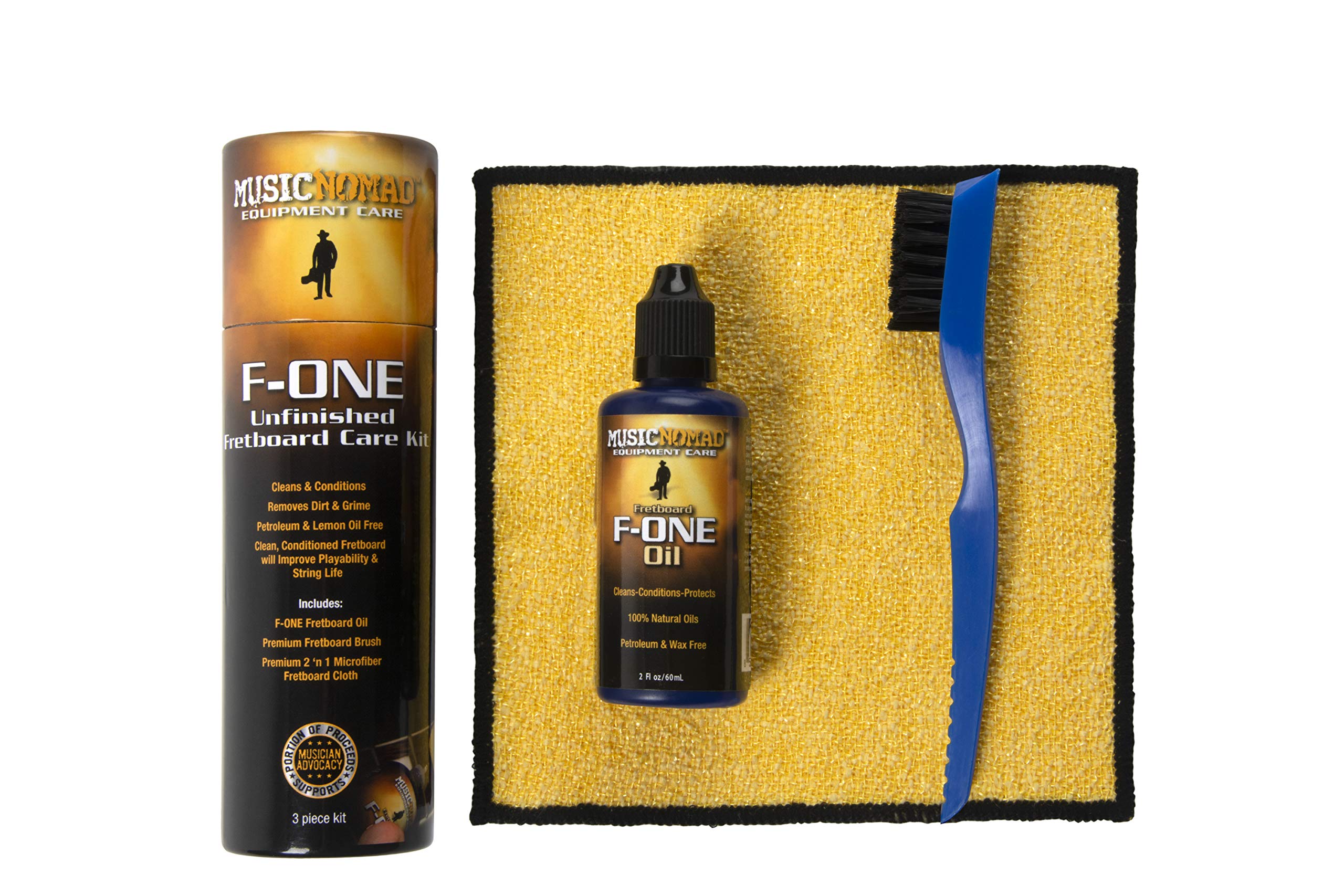Musicnomad F One Unfinished Fretboard Care Kit   Oil, Cloth, Brush (Mn125)