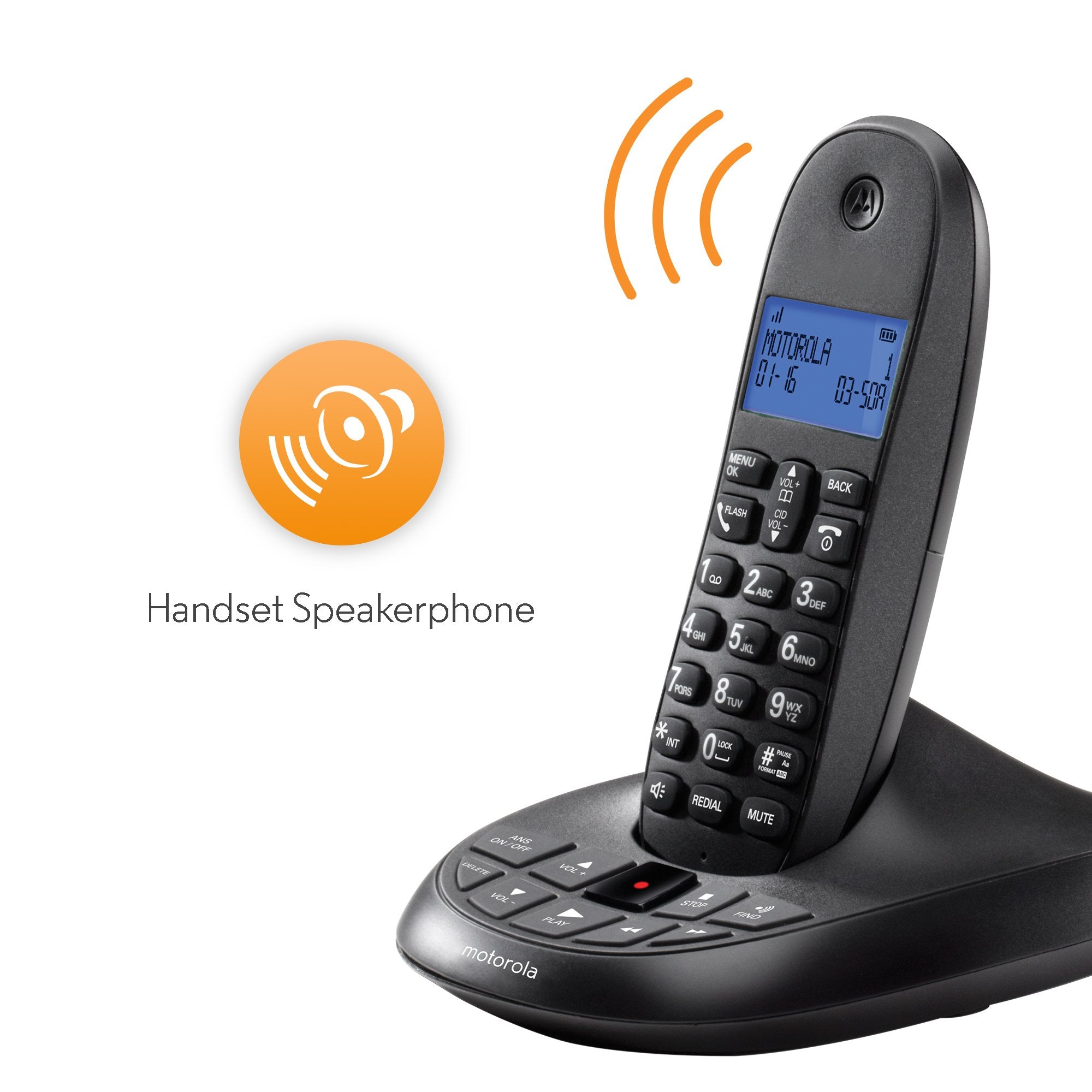 Motorola Dect 6.0 Digital Cordless Home Phone With Answering Machine And Three Handsets C1013Lx