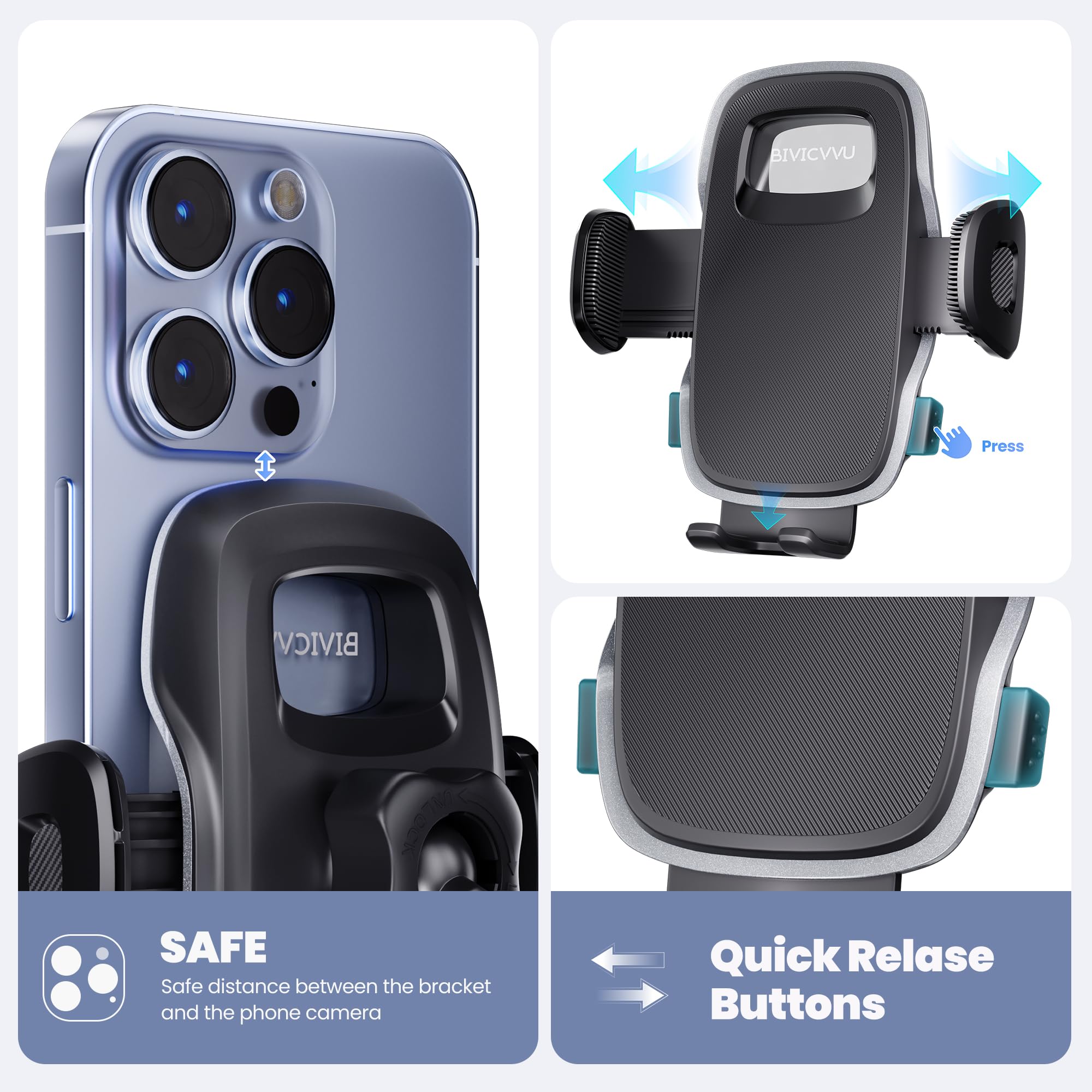 Car Phone Holder, Phone Holders For Your Car Dashboard Windshield, 360 Adjustable (4.8-7'') Telescopic Arm, Suction Cup Cell Pho