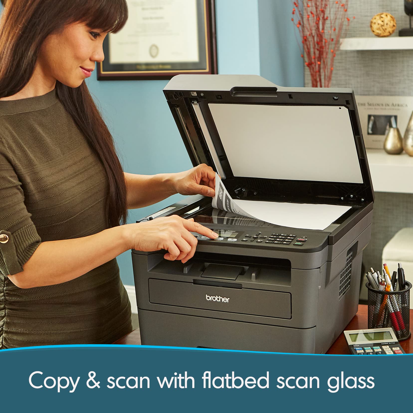 Brother Monochrome Laser All In One Mfcl2710Dw Value Version (Mfcl2717Dw) Adds 2 Year Warranty, Black/Grey