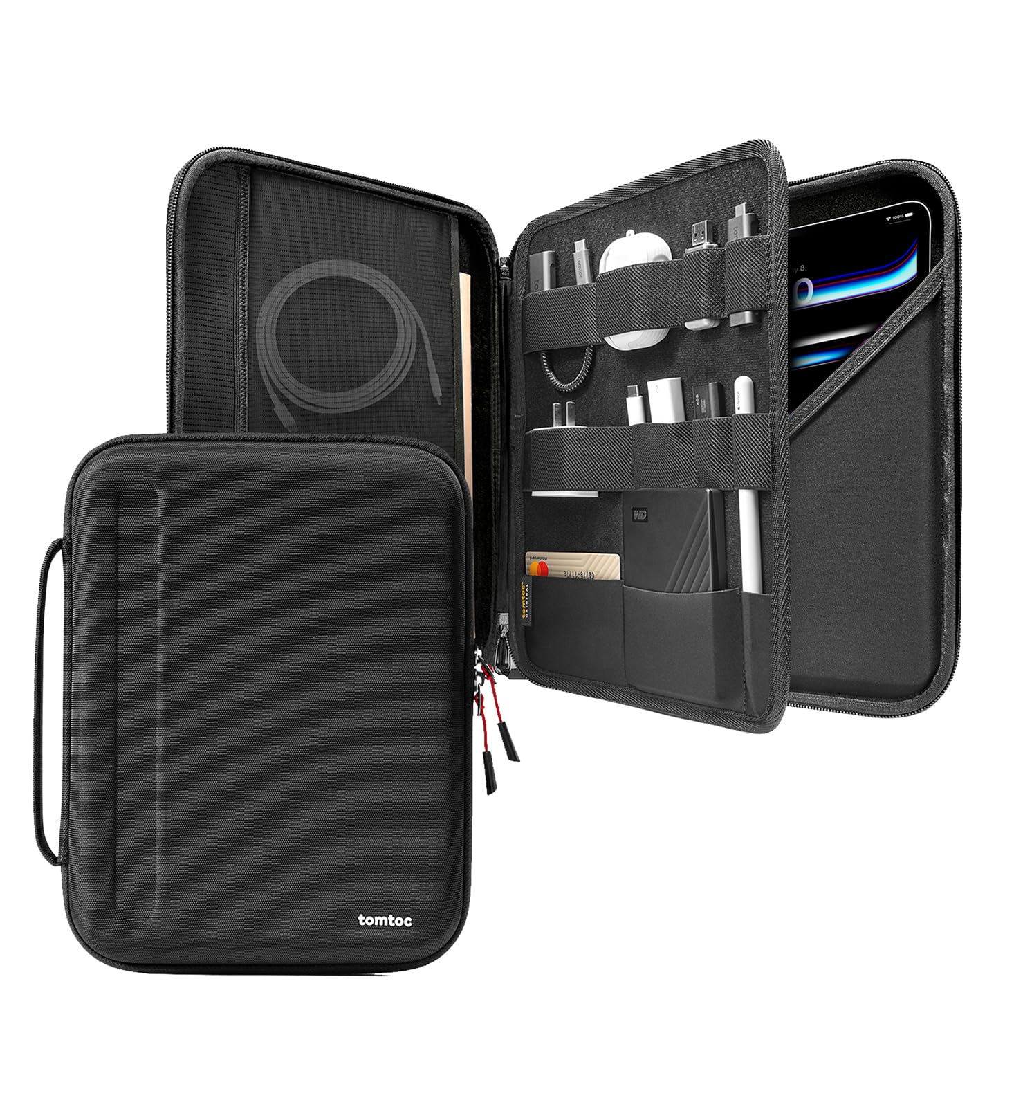Tomtoc Portfolio Case For 13 Inch Ipad Pro M4 2024 & Ipad Air M2, 12.9 In Ipad Pro M2/M1, Protective Sleeve With Accessories Poc