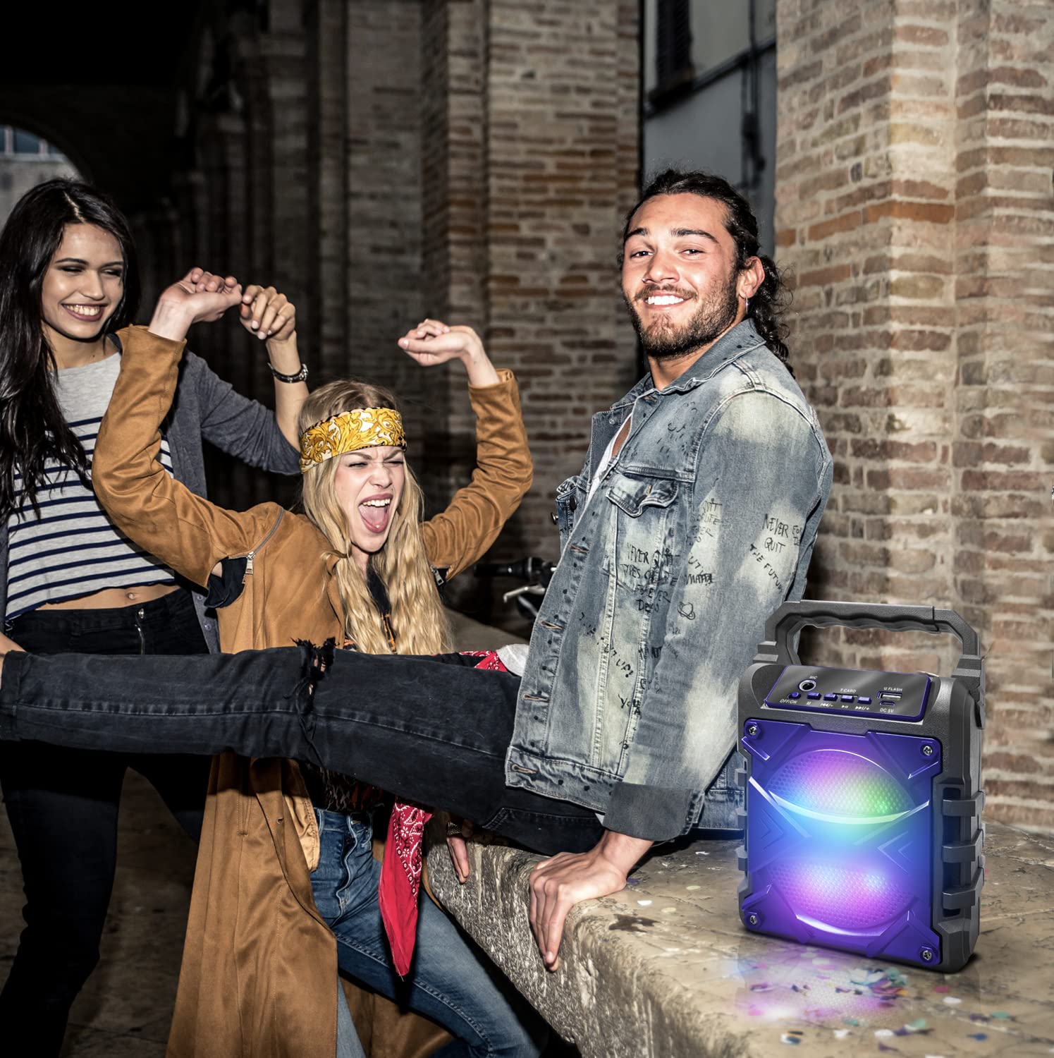 Top Tech Audio Jet 4 Bluetooth Portable Speaker, Louder Volume, Crystal Clear Stereo Sound, Rich Bass, 100 Foot Wireless Range, Microphone Input (Blue)