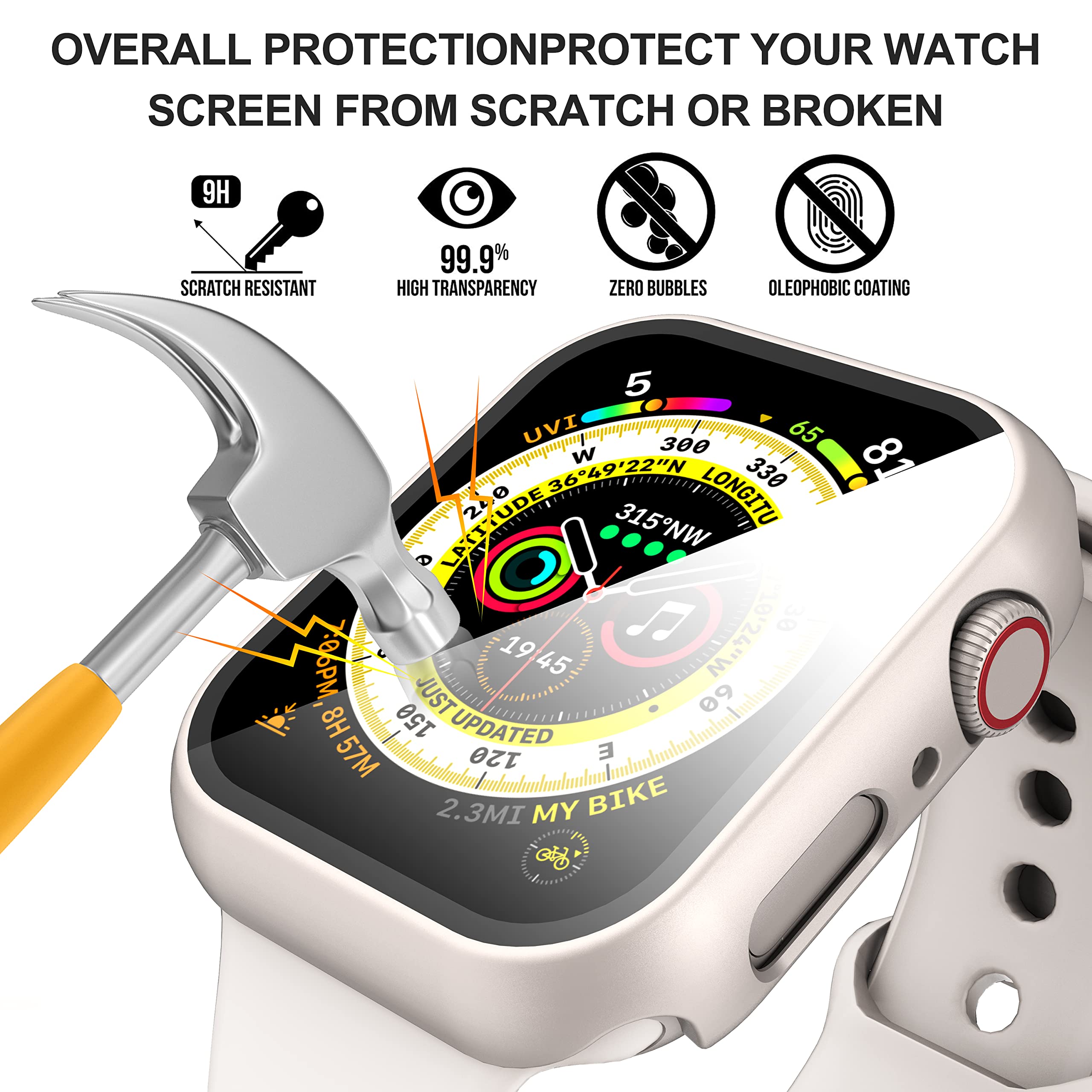 Diruite 2 Pack For Apple Watch 40Mm Screen Protector Case,For Iwatch Series 8/7/6/5/4/Series Se/Se 2 40Mm Protection Cover All A