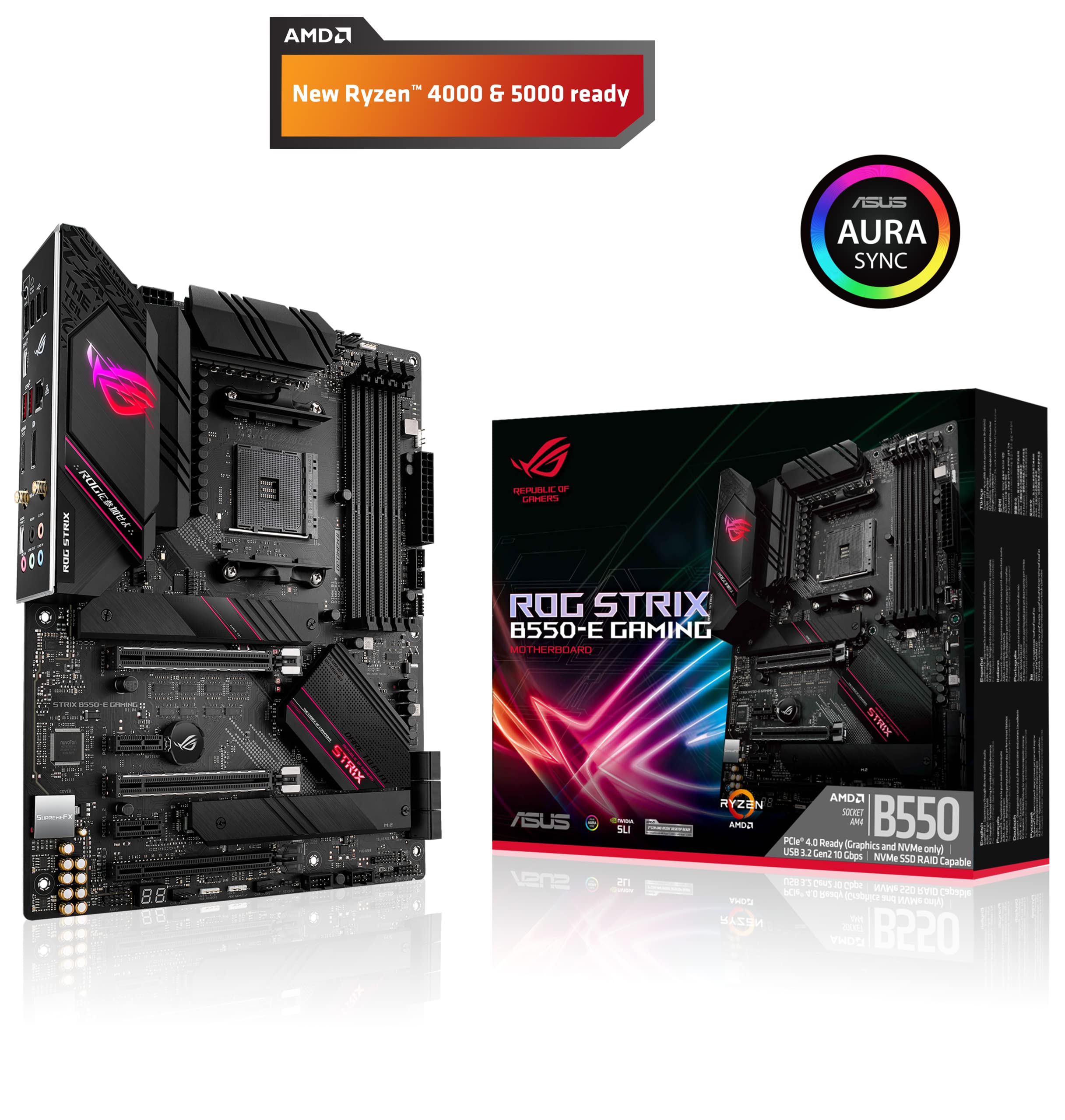 Asus Rog Strix B550 E Gaming Amd Am4 3Rd Gen Ryzen Atx Gaming Motherboard Pcie 4.0, Nvidia Sli, Wifi 6, 2.5Gb Lan, 14+2 Power St