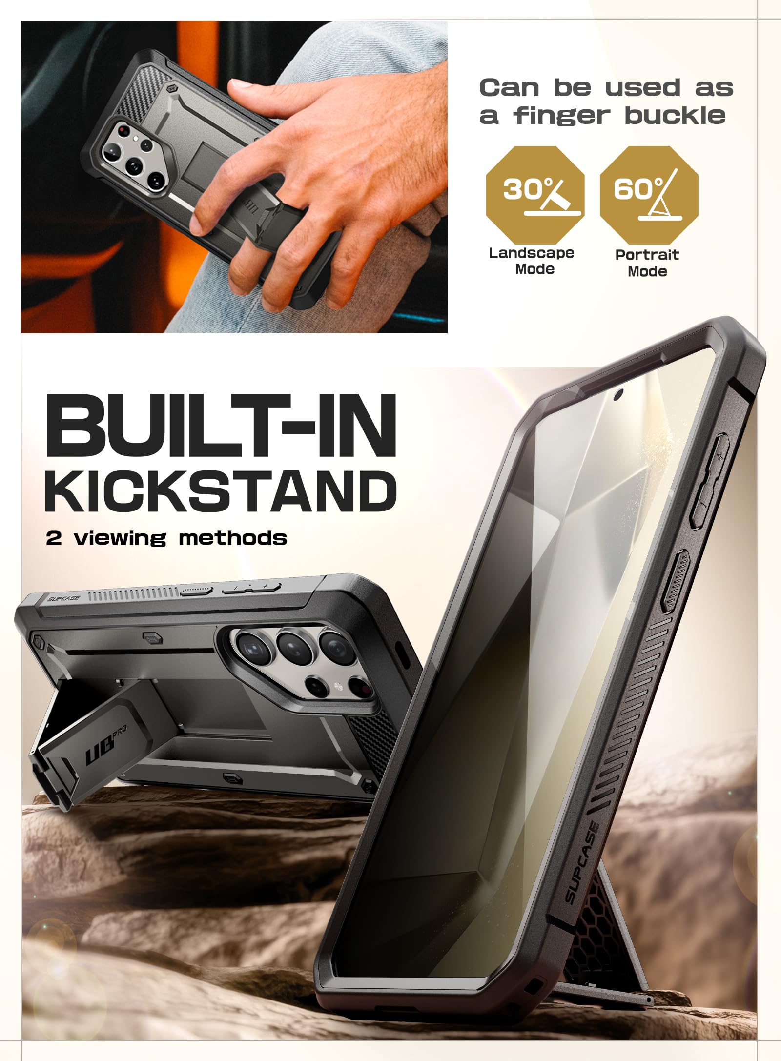 Supcase Unicorn Beetle Pro Case For Samsung Galaxy S24 Ultra With Stand, [2 Front Frames] 360 Full Body Shockproof Case With Bel