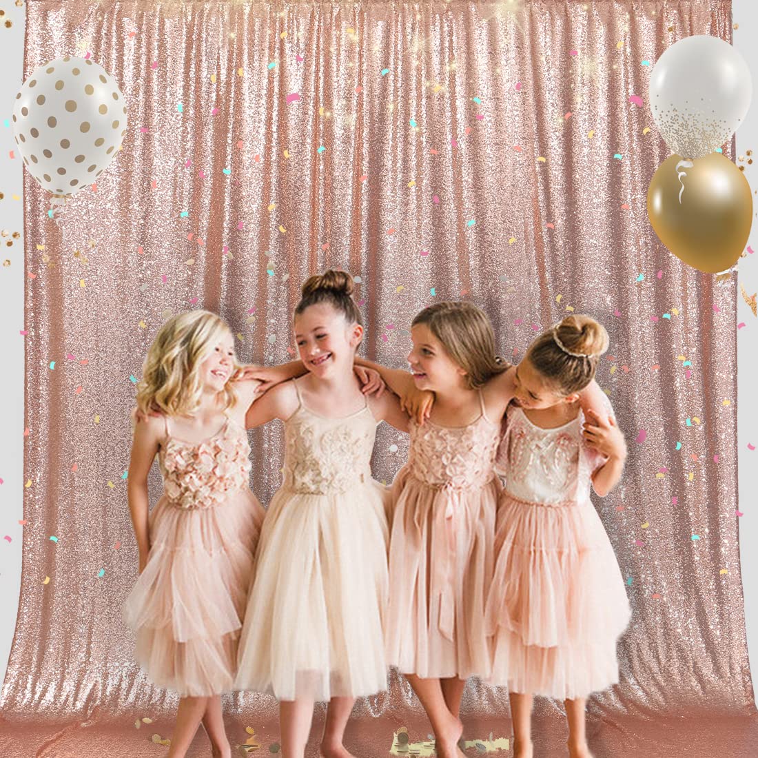 Partydelight Rose Gold Sequin Backdrop Photography Curtain Special Events Party 6Ftx6 Ft