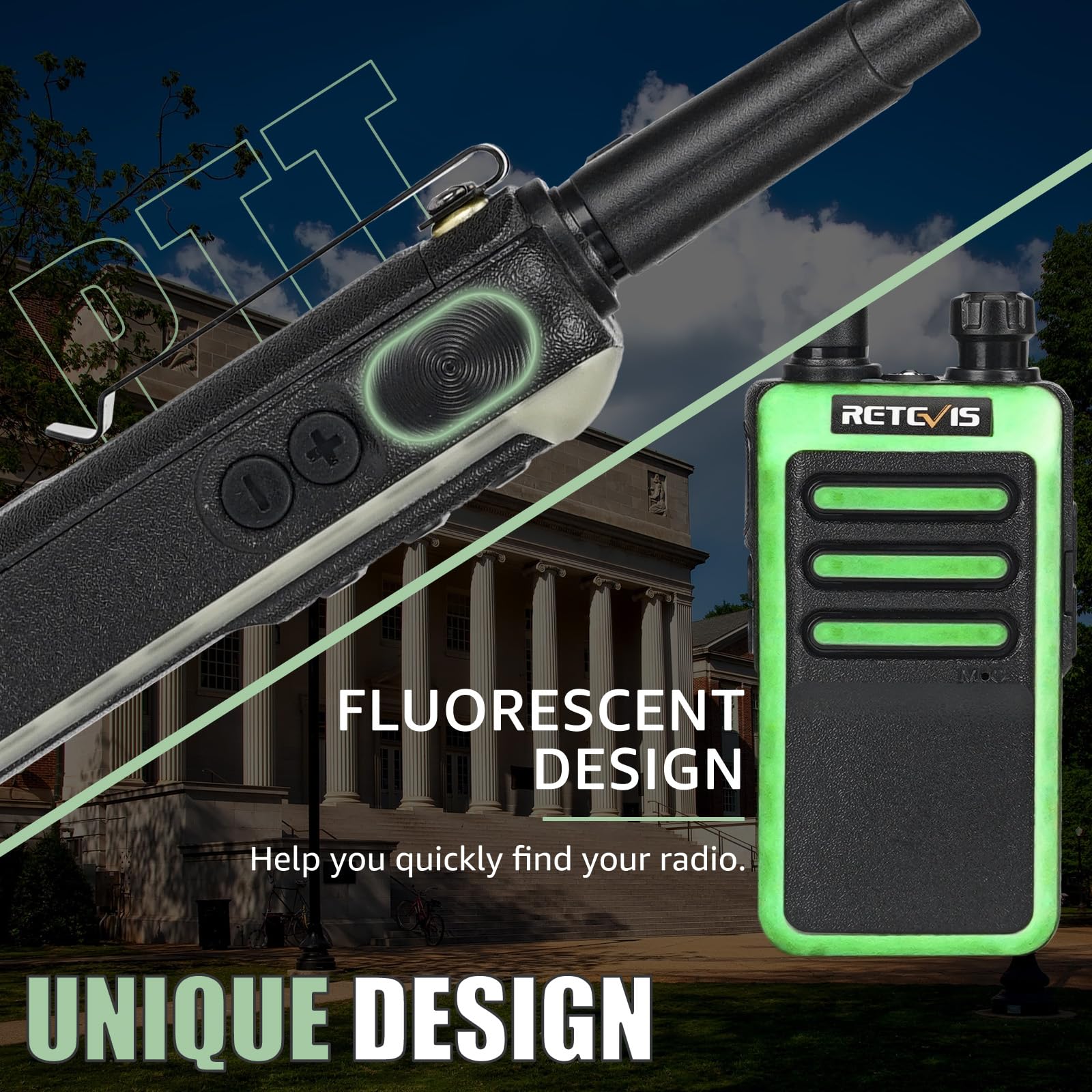 Retevis Rb66 Fast Charging Walkie Talkies For Adults,Walkie Talkie With Earpiece,Fluorescent Design,Usb C Charging,Flashlight,2 Way Radio Long Range For Event Property Theme Park Museum(10 Pack)