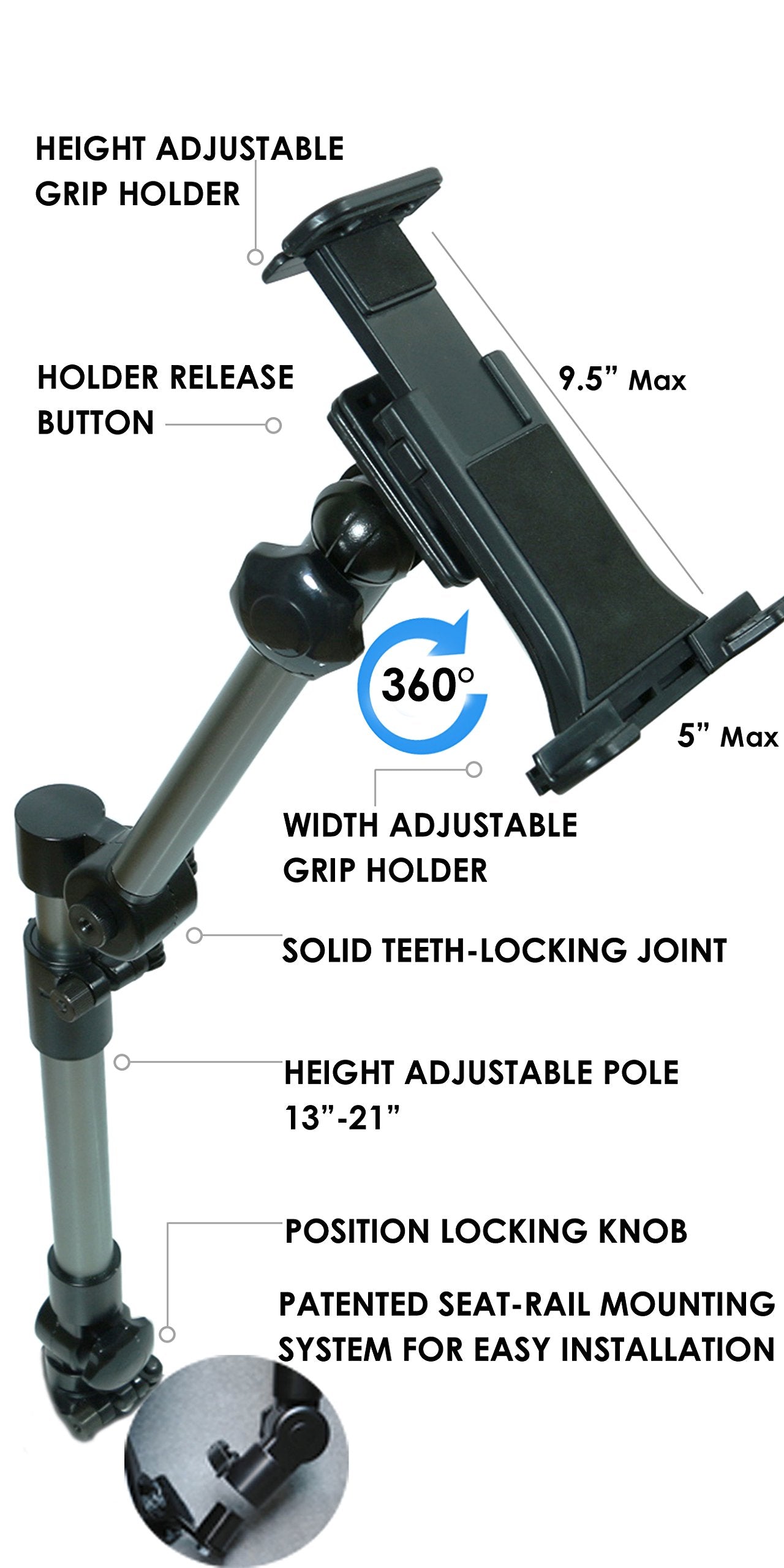 Utsm 02 Heavy Duty Mount: In Car Universal Tablet/Smartphone Holder