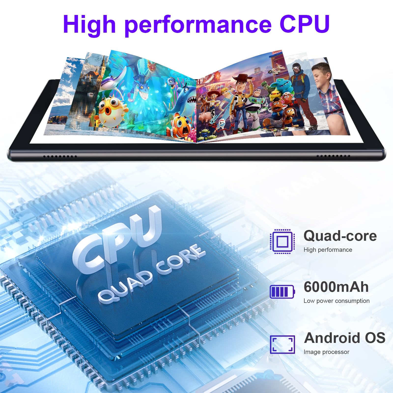 Yqsavior 10 Inch Tablet Android 12, 2 In 1 Tablet With Keyboard, 4Gb+64Gb Tablet Pc, Quad Core, 1280 * 800 Hd Screen, Dual Camer