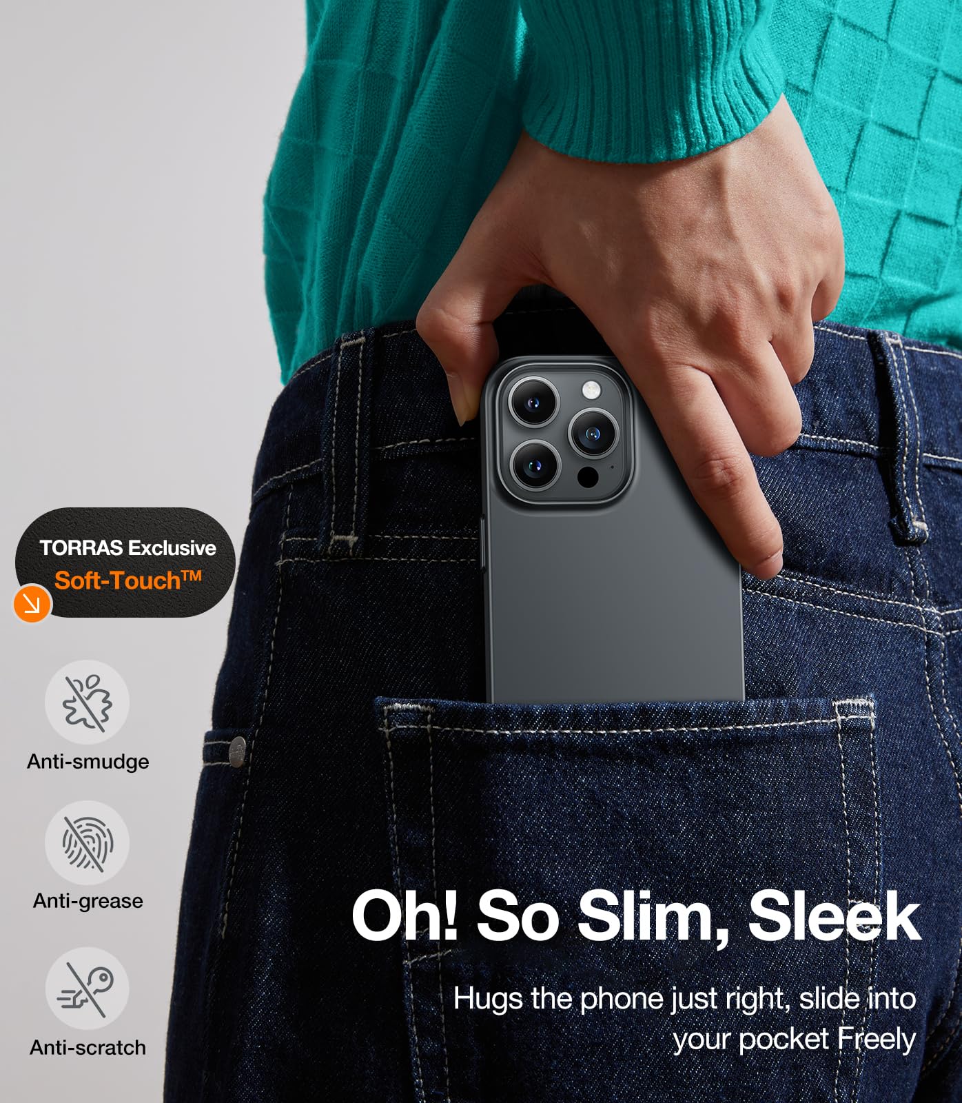 Torras Magnetic Slim Fit For Iphone 15 Pro Max Case, Ultra Thin 15 Promax Phone Case Compatible With Magsafe, Lightweight Anti S