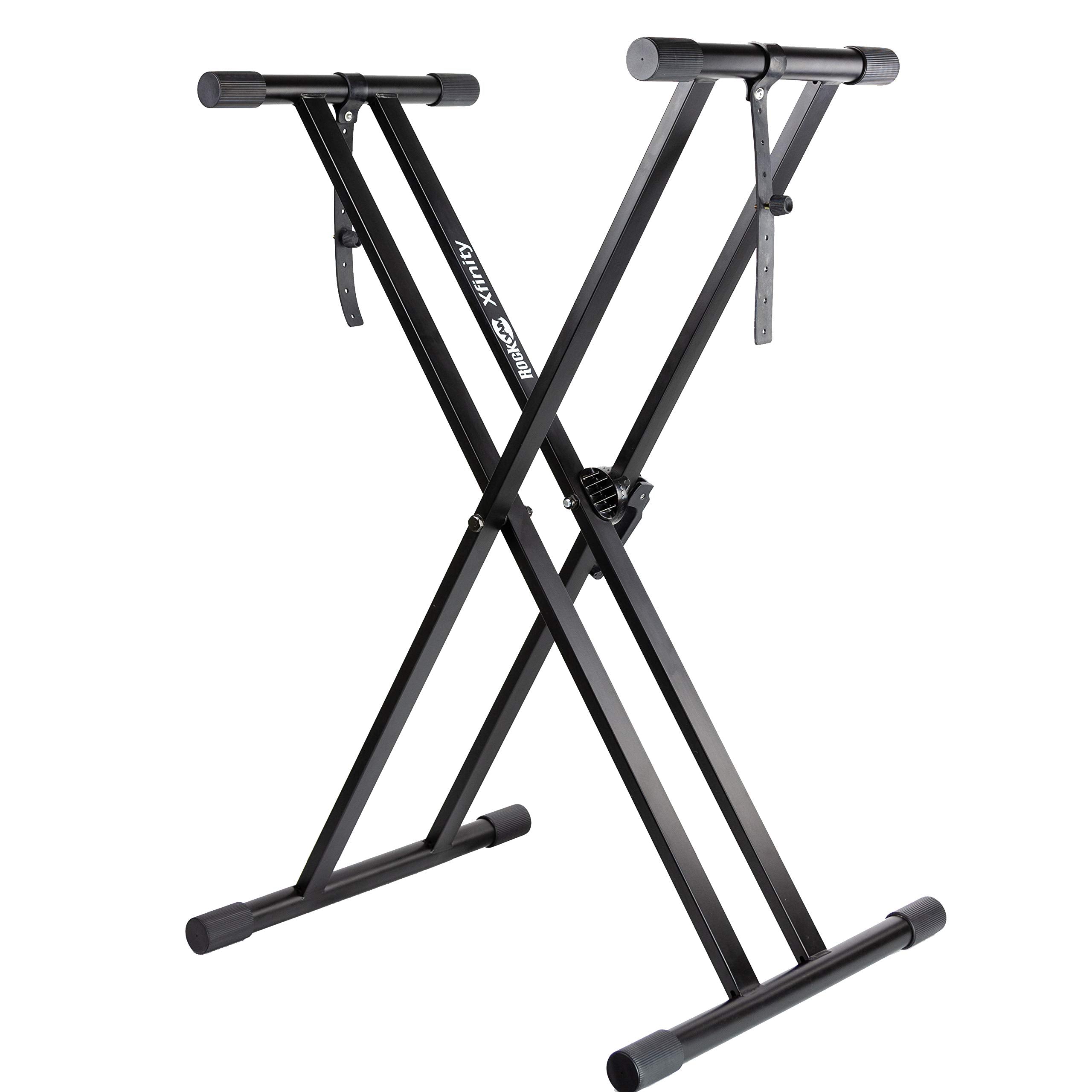 Rockjam Xfinity Heavy Duty, Double X, Pre Assembled, Infinitely Adjustable Piano Keyboard Stand With Locking Straps