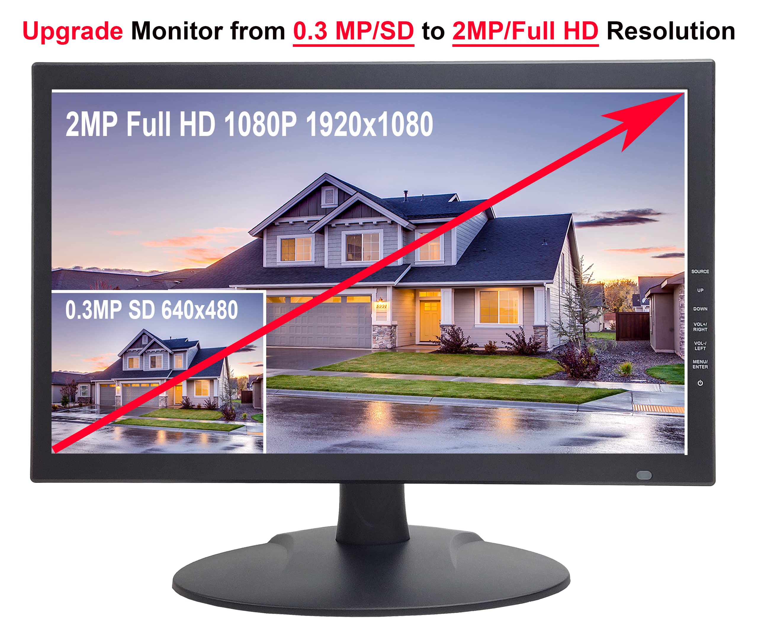 1Stpv 18.5� 16:9 Wide Screen Security Monitor With Hdmi Vga & Bnc Inputs And Bnc Output Audio Video Display Built In Speakers, Work With Analog Security Cameras Directly In Addition To Dvr/Nvr & Pc