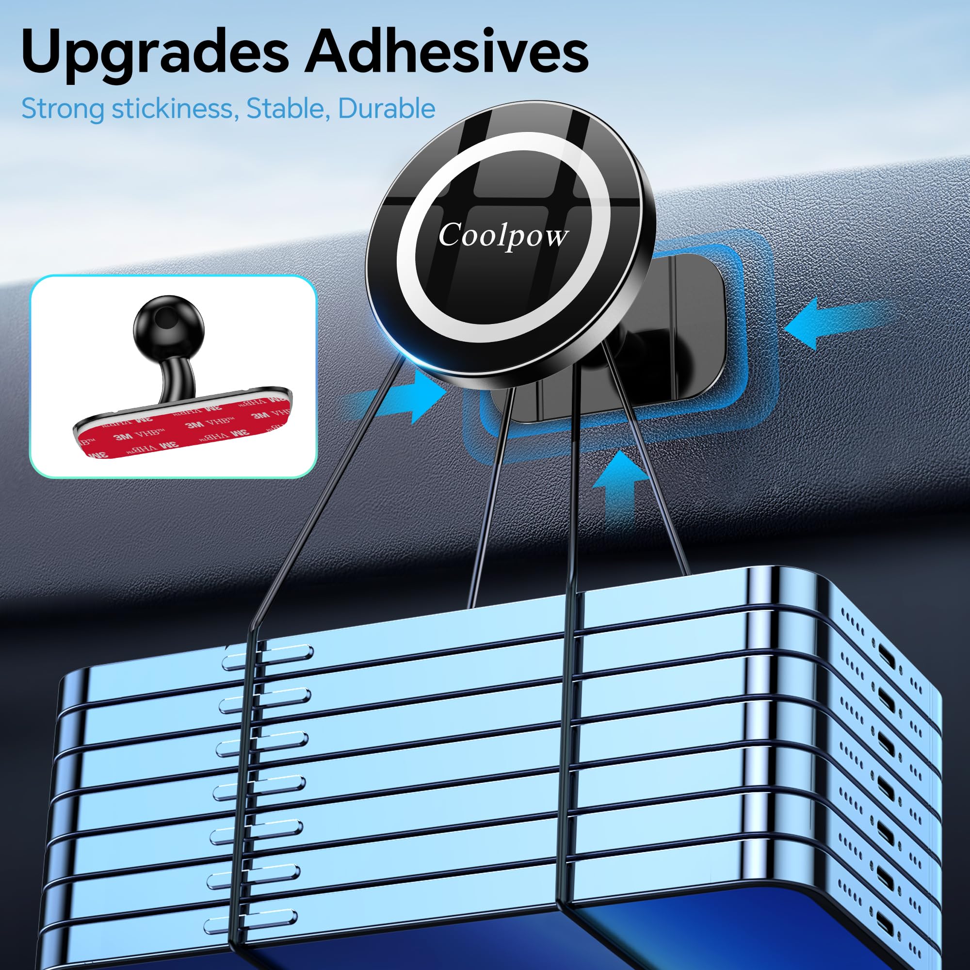 For Iphone Magsafe Car Mount Dashboard?Stronger Magnets? Magnetic Phone Holder For Car Dash?Hands Free ? Magsafe Car Holder For