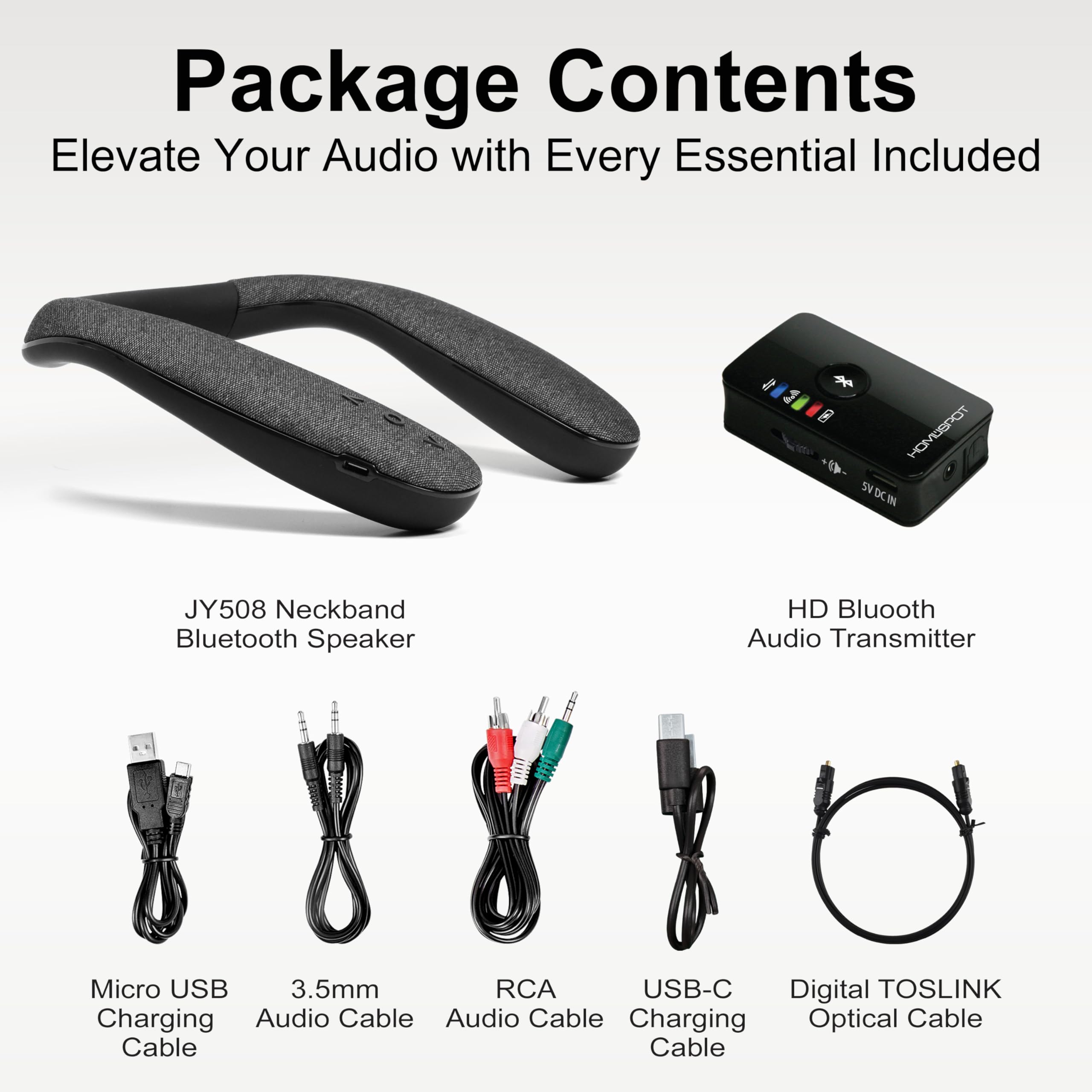 Homespot Wireless Neckband Speaker With Bluetooth Transmitter Set For Tv And Low Latency Gaming Boomerang