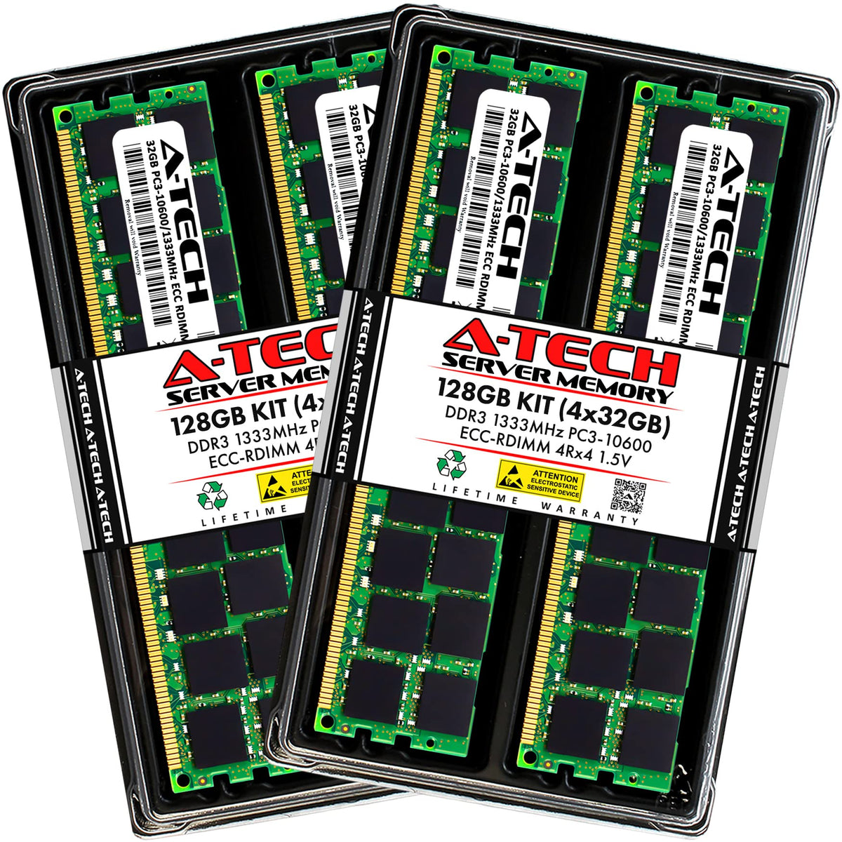 A-Tech 128GB Kit (4x32GB) RAM for Apple Mac Pro Late 2013 | DDR3 1333MHz PC3-10600R ECC RDIMM 4Rx4 1.5V 240-Pin Registered DIMM 