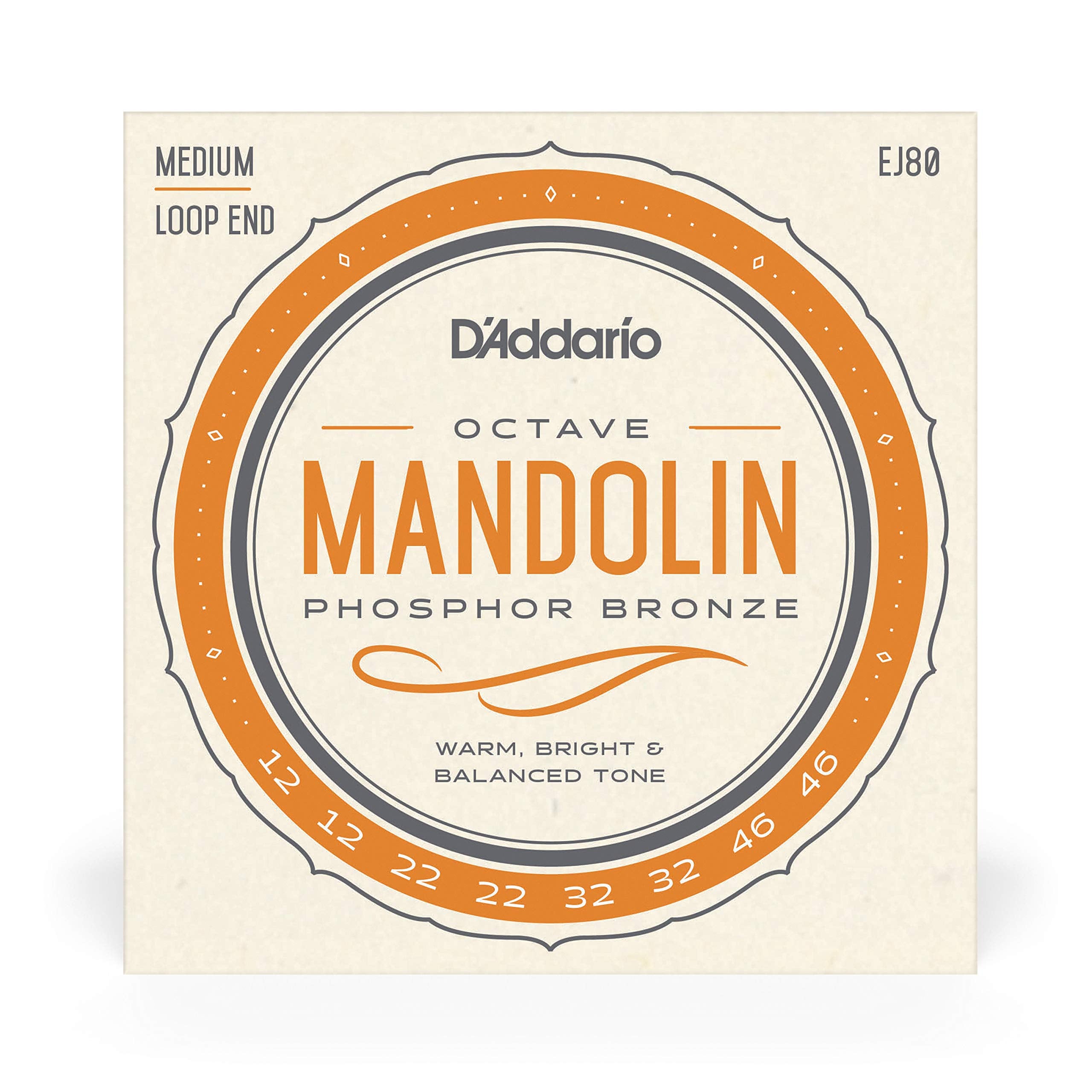 D'Addario Ej80 Phosphor Bronze Octave Mandolin Strings, Medium, 12 46