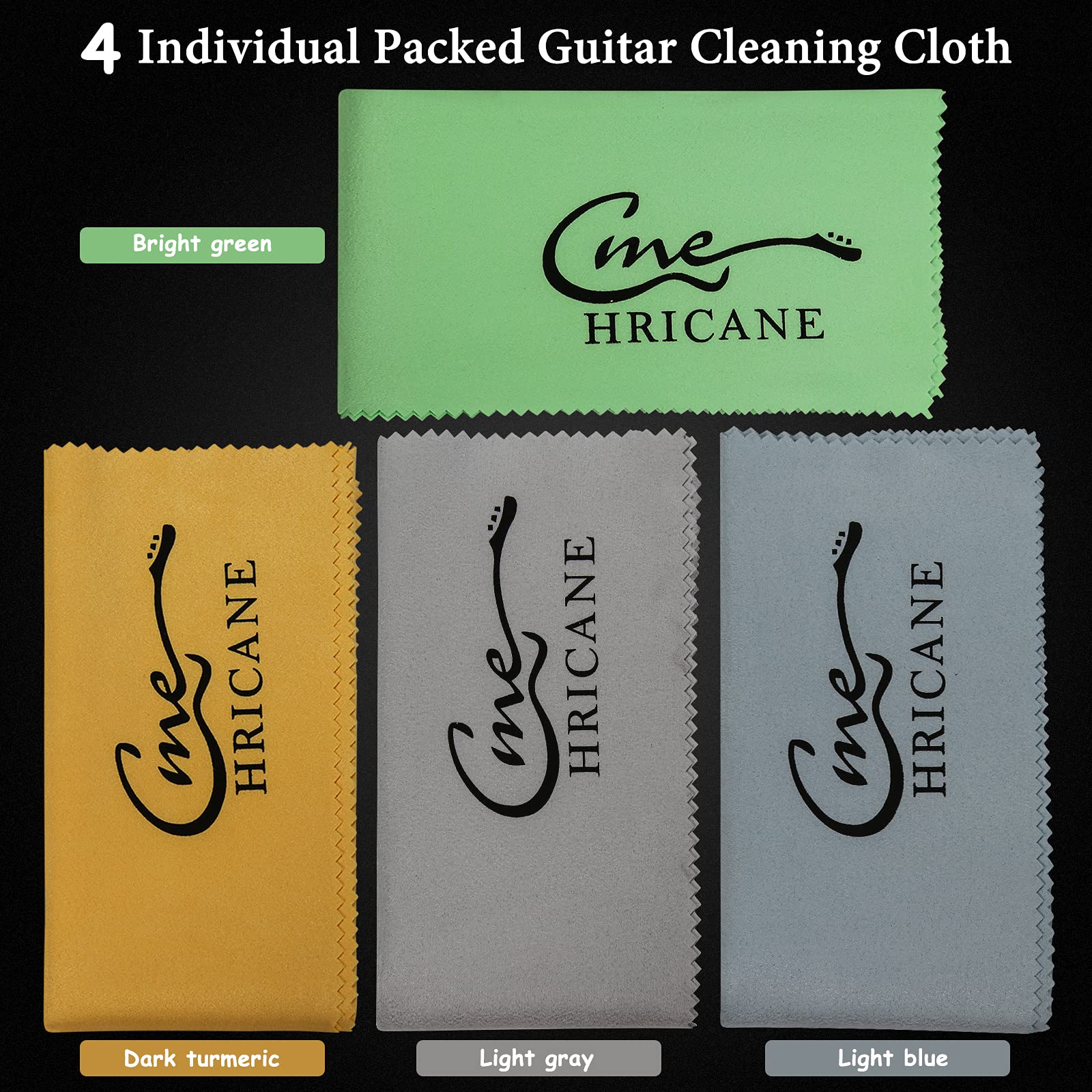Hricane 4 Pack 12''X12'' Guitar Cloths Ultrafine Fiber Suede Plush Polishing Cloths For Musical Instruments Premium Polishing &