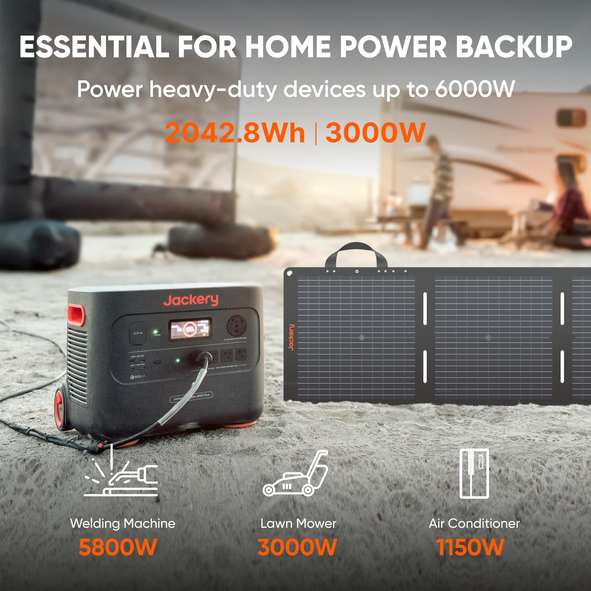 Jackery Solar Generator 2000 Plus With 2X100Wmini, 2042Wh Lifepo4 Battery, 3000W Ac Output, Expandable To 24Kwh, Fast Charging I
