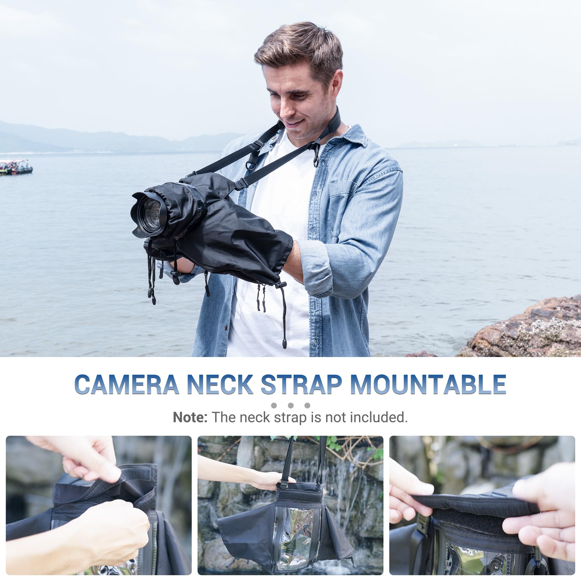 Camera Rain Cover With Openable Viewing Window & Strap Mountable Design,Waterproof Camera Raincoat Sleeve Protector For Canon So