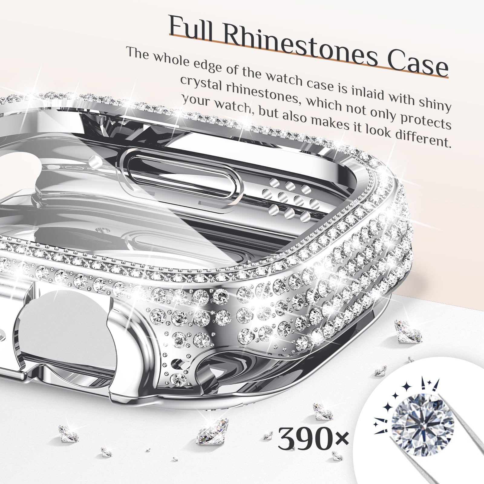 Goton 2 In 1 Waterproof Bling Case Compatible For Apple Watch Screen Protector 40Mm 41Mm 42Mm 44Mm 45Mm 46Mm Ultra 49Mm Series 1