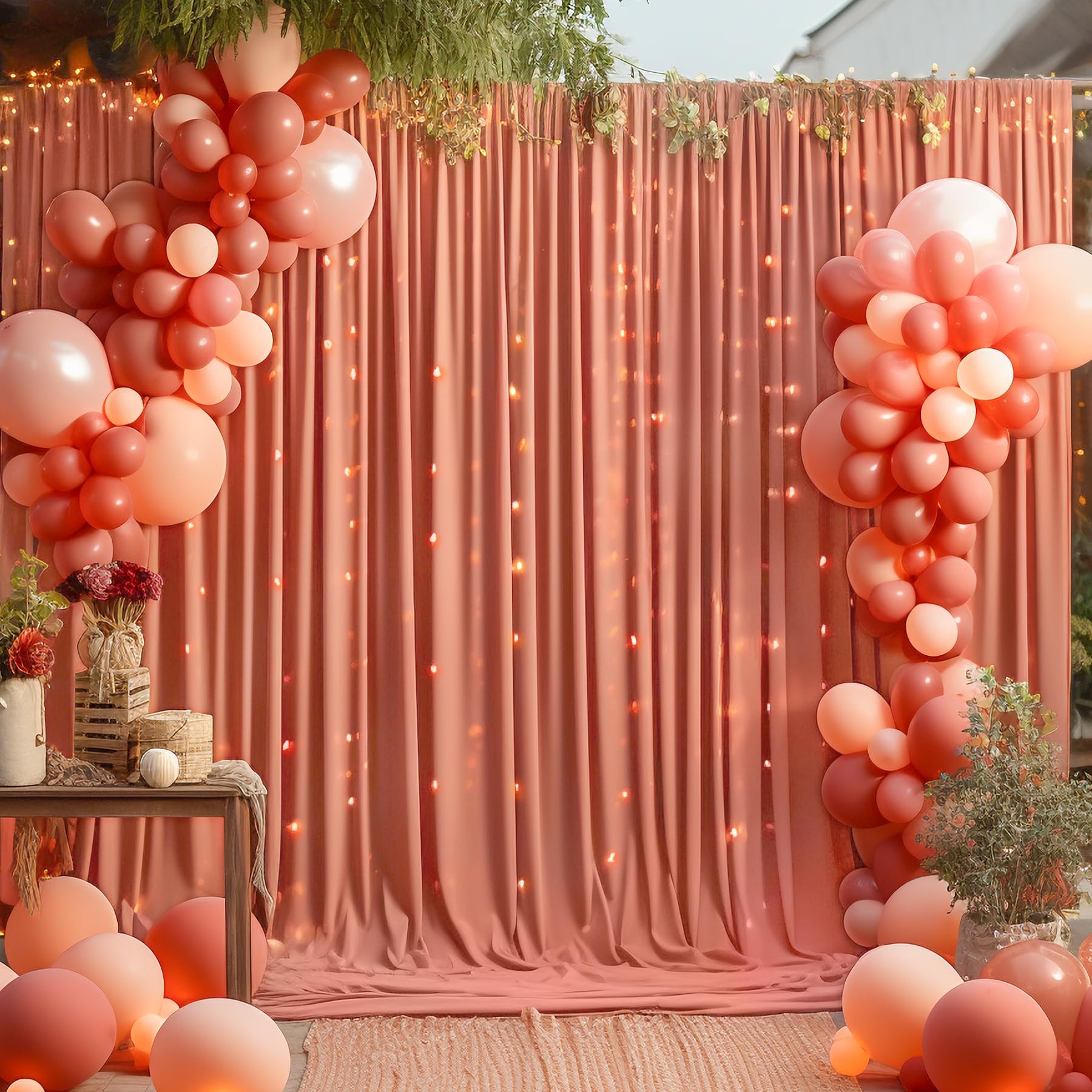 10X10 Rust Backdrop Curtain For Parties Wedding Wrinkle Free Red Photo Curtains Backdrop Drapes Fabric Decoration For Birthday P