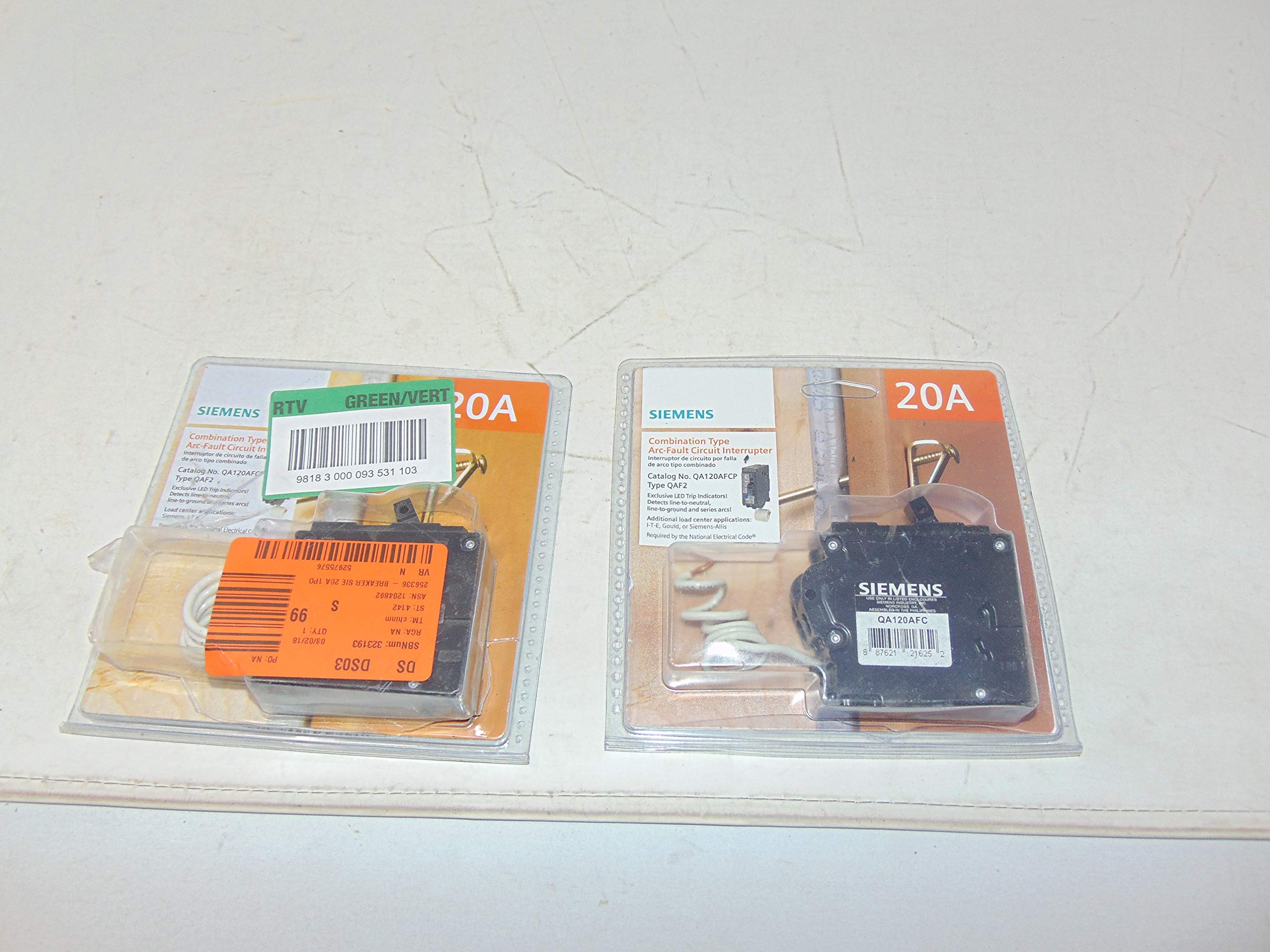 Siemens Qa120Afcp 20 Amp Single Pole 120 Volt Plug On Combination Afci Breaker