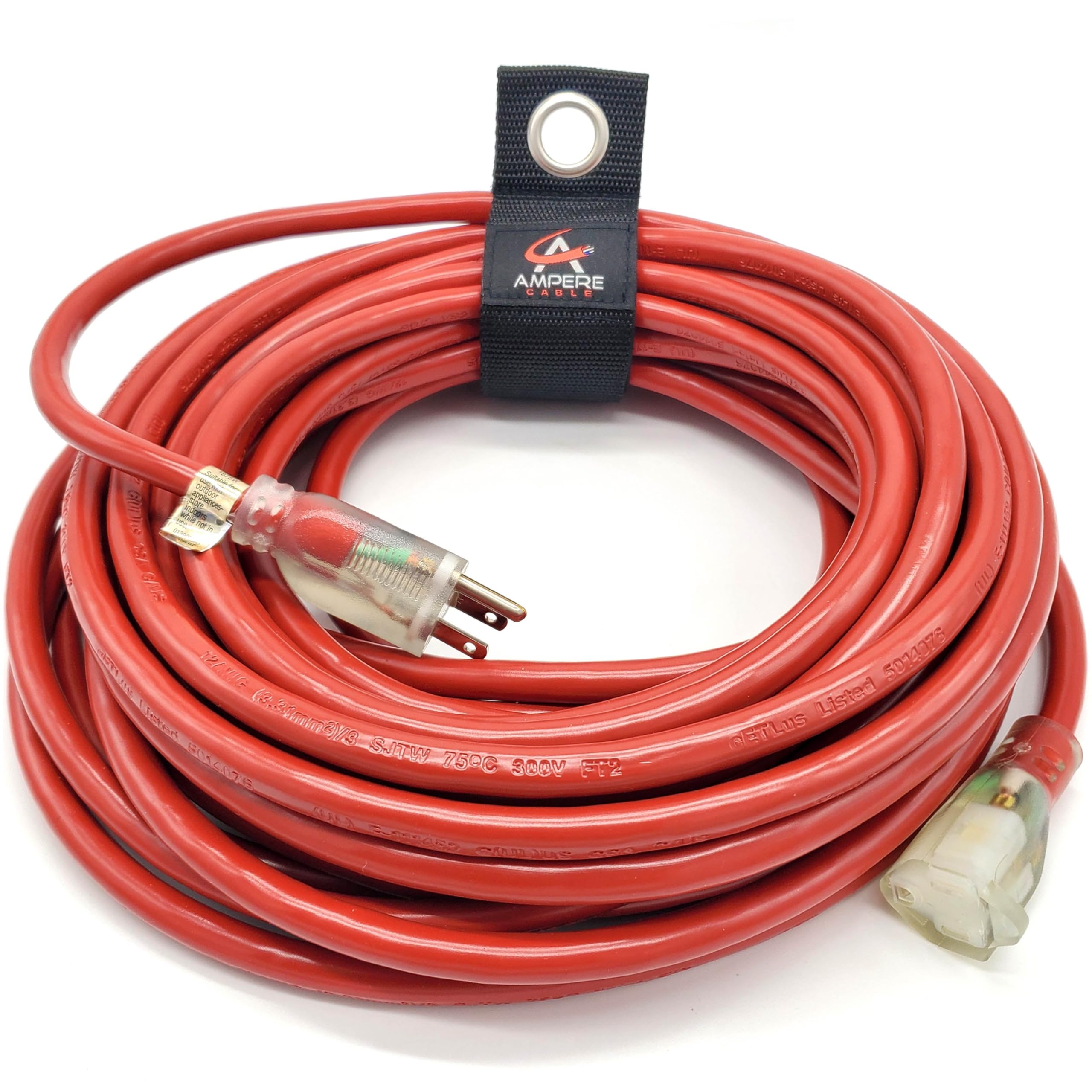 100 Ft   12 Gauge Extension Cord Outdoor   Made In Usa   Lighted On Both Ends   Red Outdoor Extension Cord Waterproof By Anthem