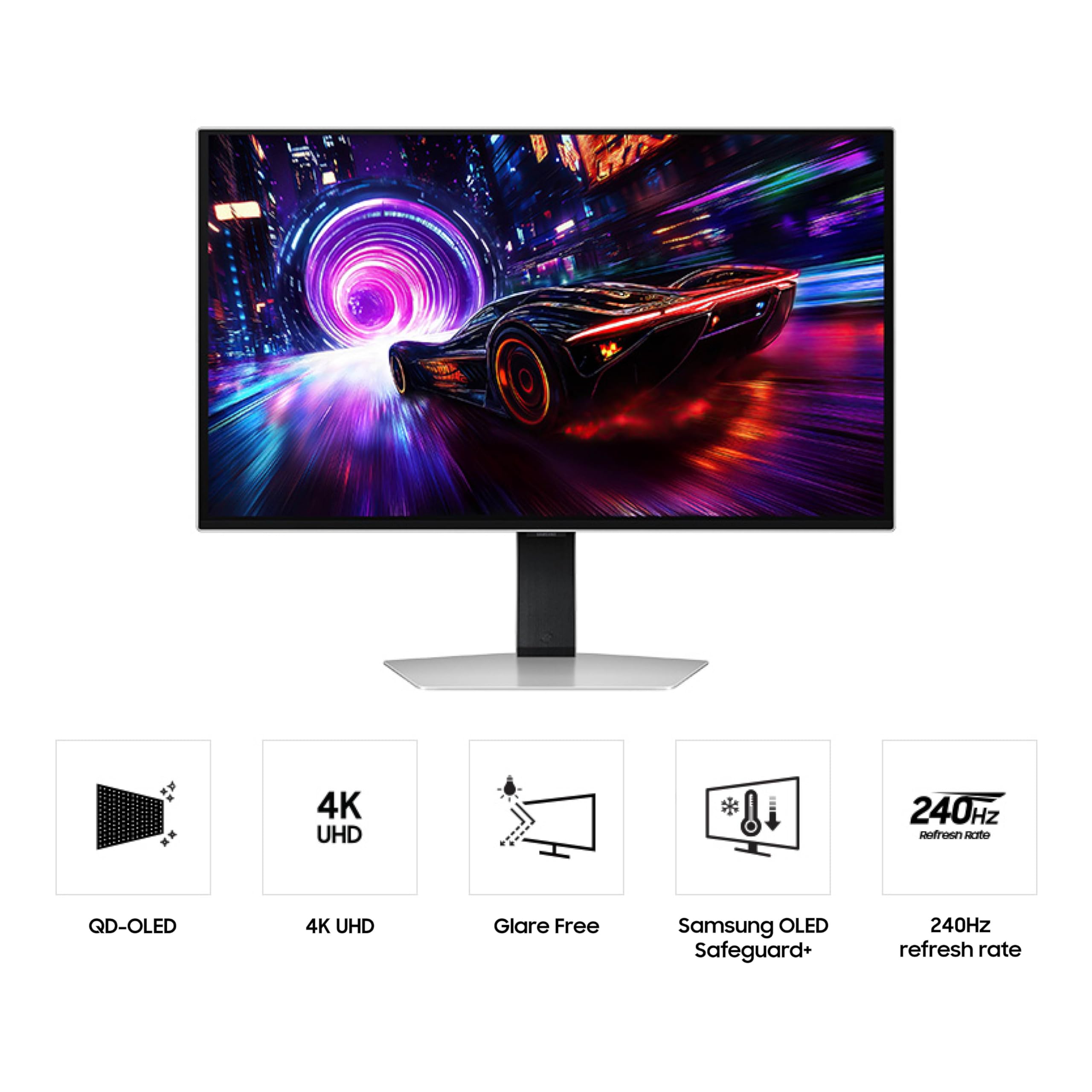 Samsung 27-Inch Odyssey Qd-Oled G8 (G81Sf), 4K, 240Hz, Gaming Monitor, 0.03Ms Response Time, Displayhdr True Black 400, Amd Free