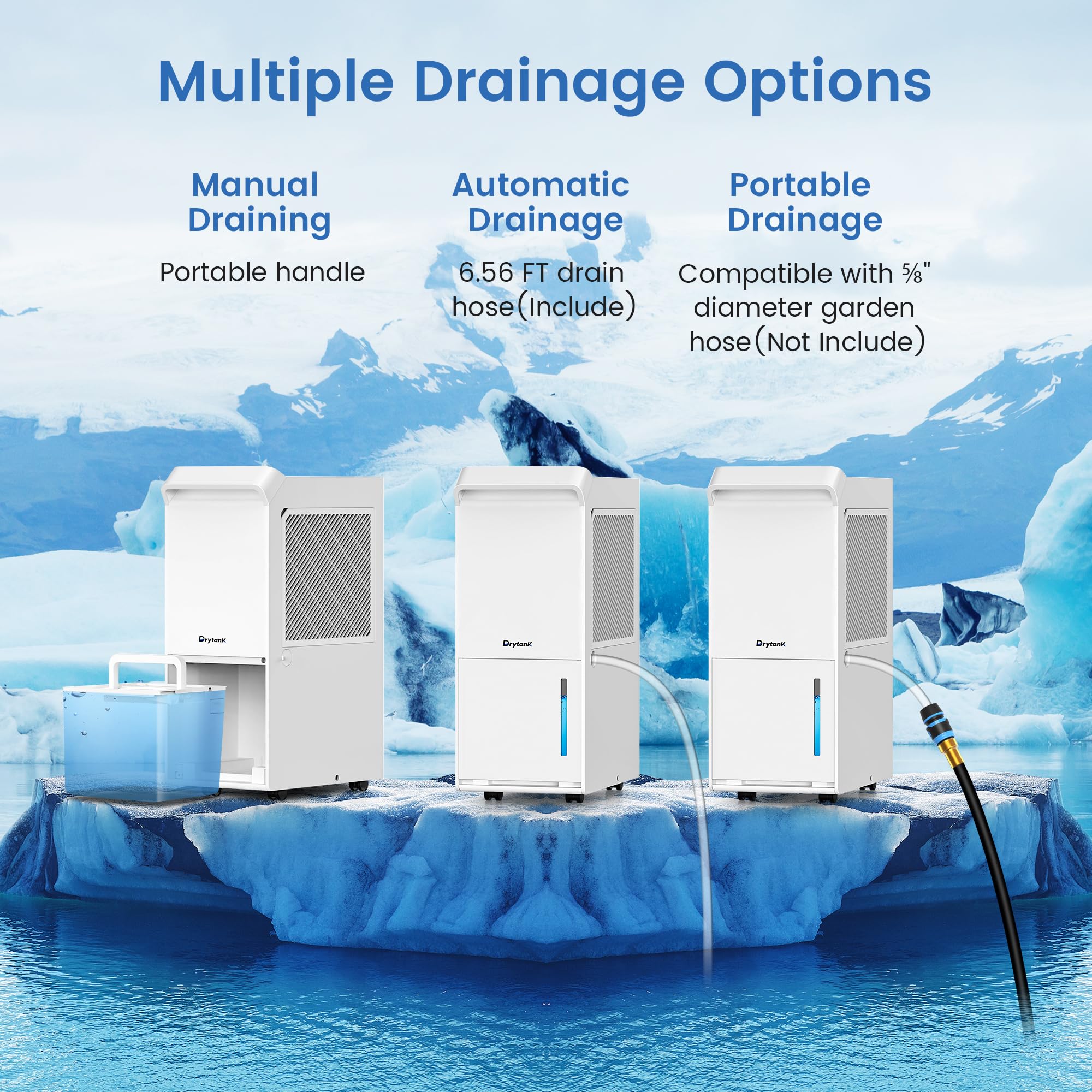 Vellgoo 3,200 Sq.Ft Energy Star Dehumidifier For Basement With Drain Hose, 36 Pint Drytank Dehumidifiers For Large Room, Suit Fo