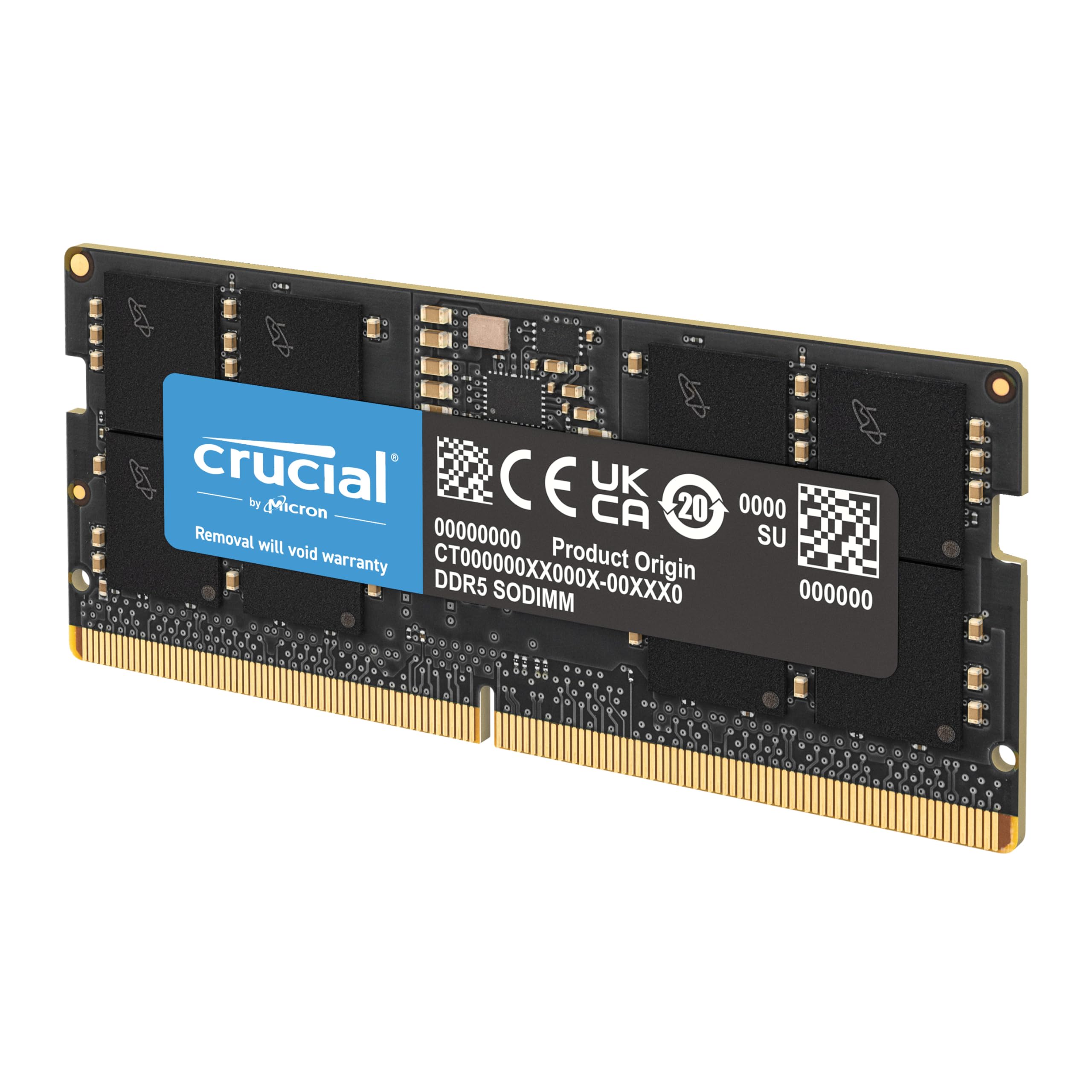 Crucial 16GB DDR5 RAM, 5600MHz (or 5200MHz or 4800MHz) Laptop Memory, SODIMM 262-Pin, Compatible with 13th Gen Intel Core and AM