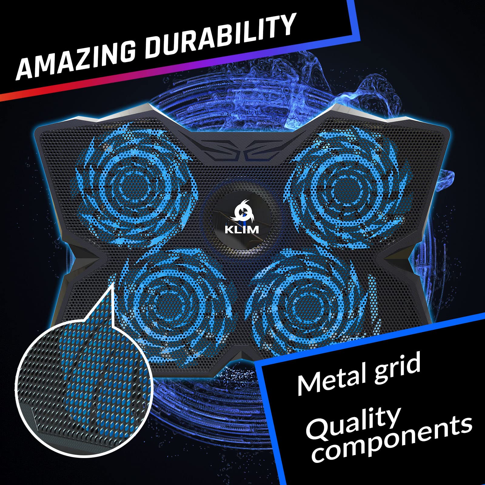 Klim Wind Laptop Cooling Pad - More Than 500,000 Units Sold - New Version - Powerful Rapid Action Laptop Cooler - Laptop Stand W